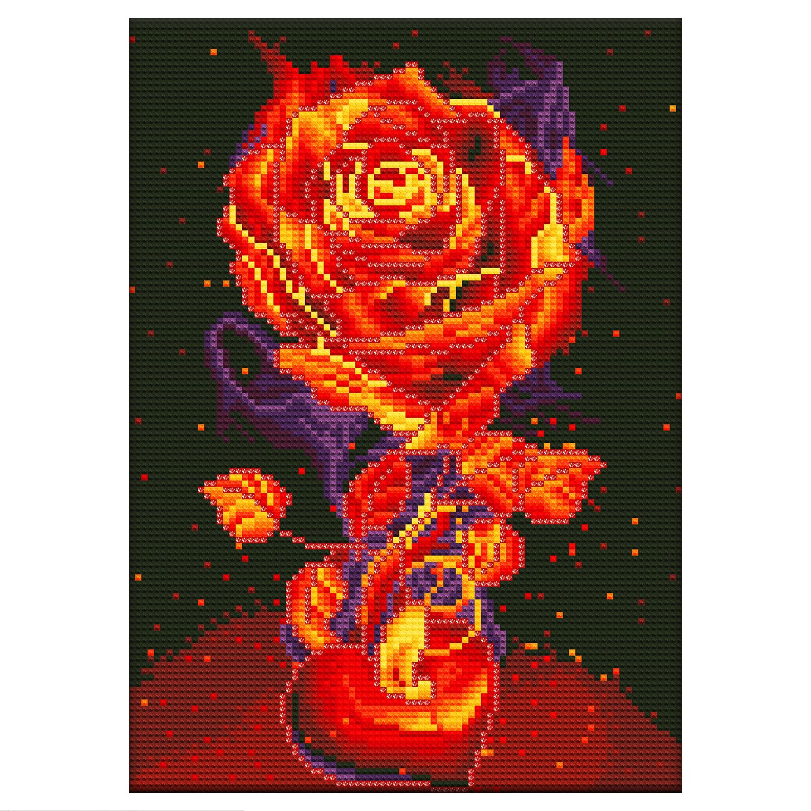 KookuLEE DIY 5D Luminous Diamond Painted Kits,Glow in The Dark Diamond Painting Flame Red Rose Special Drill Art Diamond Diamond Art and Crafts for Office Home Wall Dec(12"x16")