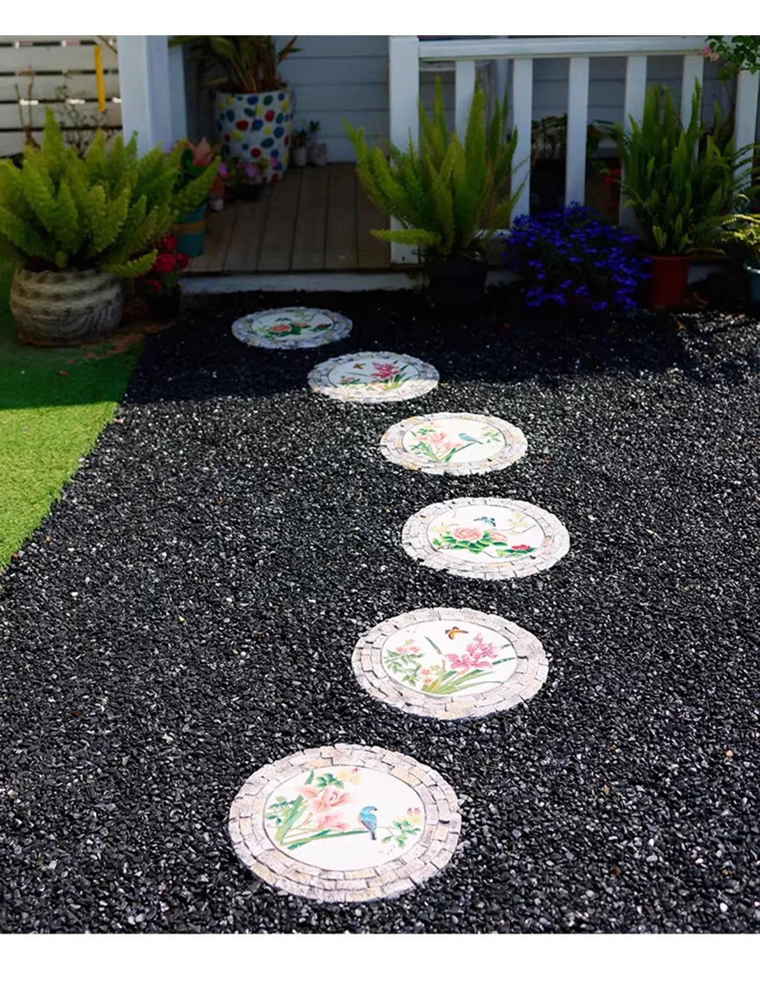 Pas Japonais Extérieur Dalles de Pas Japonais Antidérapantes Décoration paysagère Amovible pour Jardin à enfoncer dans Le Sol for allées, pelouses et Jardins(C)