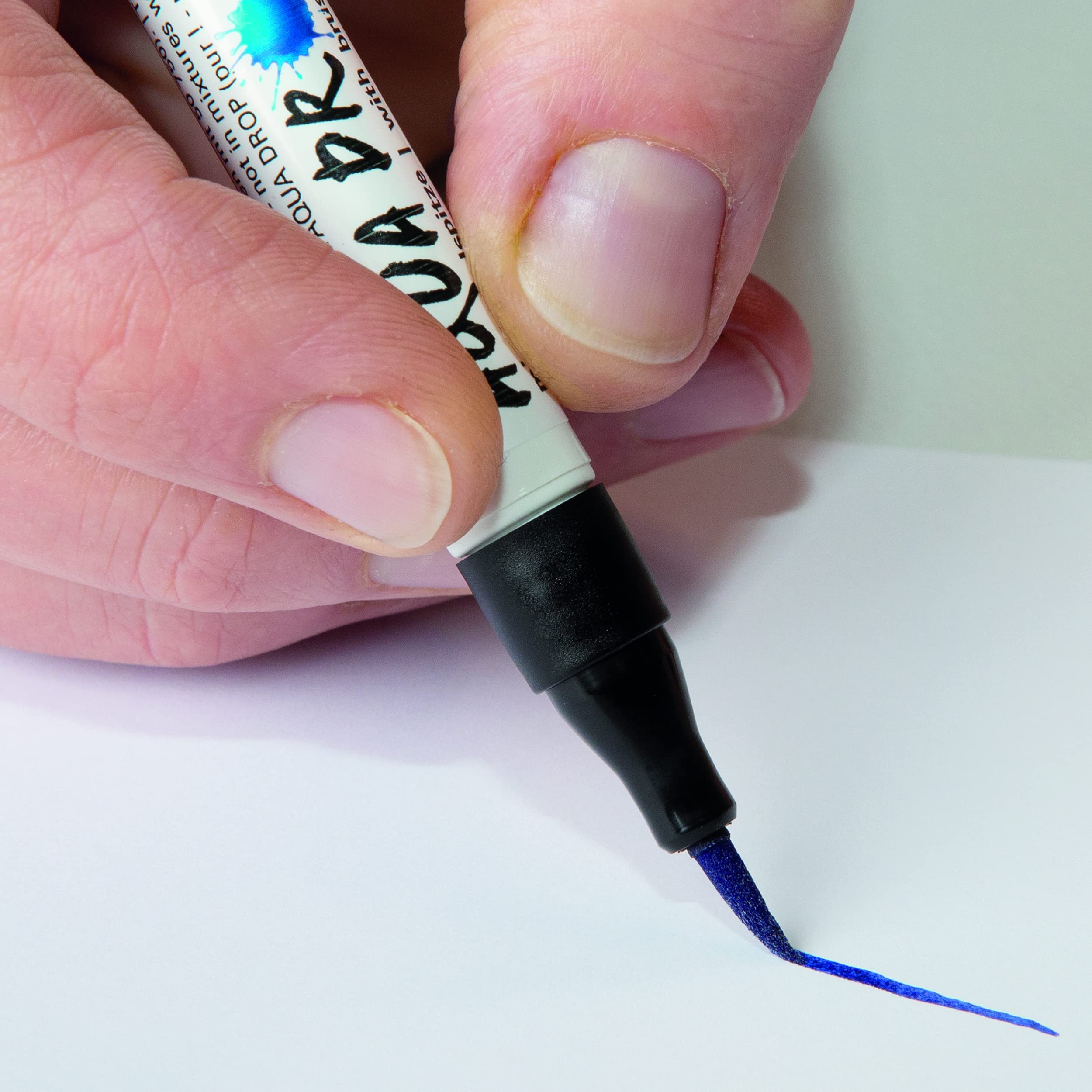 Schmincke - AQUA DROP, acquarello liquido, 5 colori trasparenti da 30 ml + LINER con punta di pennello, 78 105 097, set per pittura ad acquarello, calligrafia, handlettering, aerografia