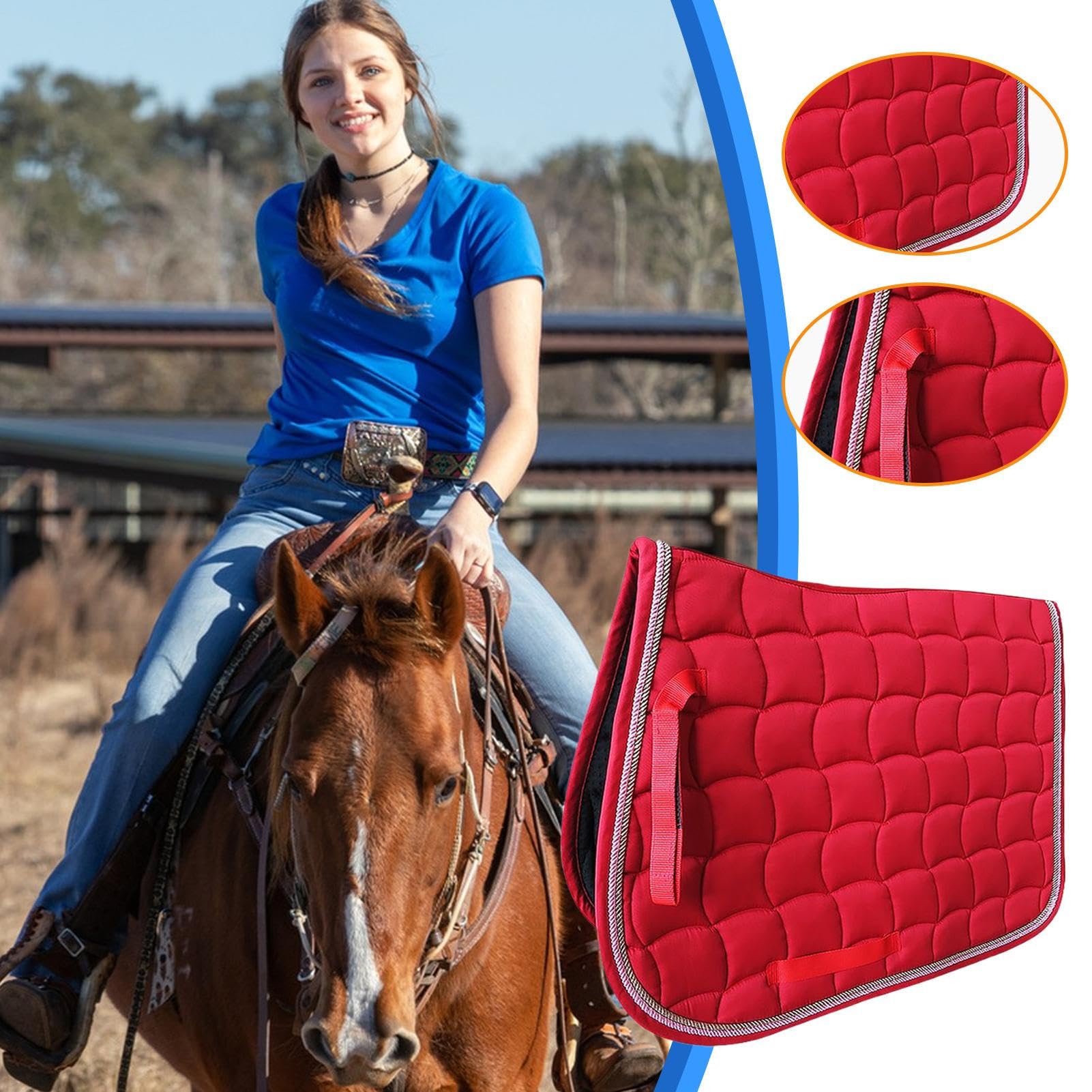 Placa de sillín inglesa, para caballos,Placa de sillín transpirable que absorbe la humedad para todos los propósitos - Amortiguación de caballos ligera para entrenamiento y competición