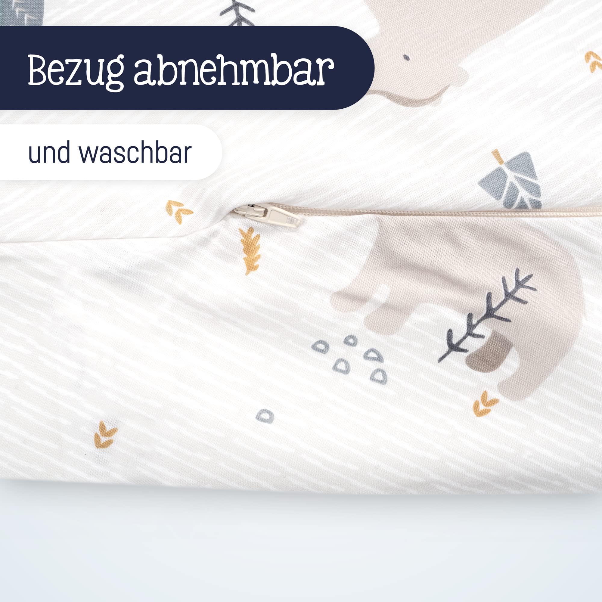 Julius Zöllner Klasyczna poduszka do karmienia ok. 190 cm | wypełnienie 42 litrowe mikrokulki EPS | Made in Germany | poszewka ze 100% bawełny | Oeko-Tex® Standard 100 | Mountain Bear