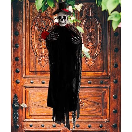 CALANDIS Scary Hanging Skeleton Decoration Wreath for Haunted Party Wall Groom