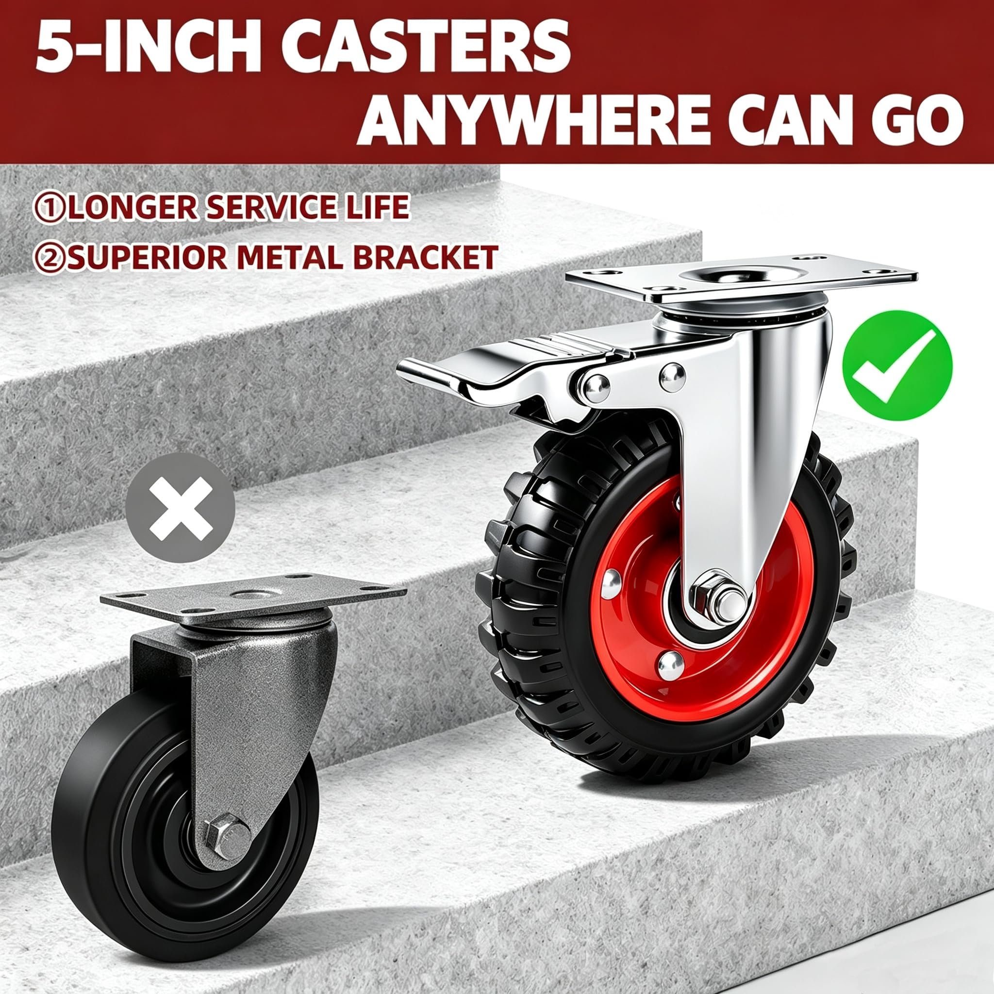 Heavy Duty Caster Wheels - 2400lb Capacity -6