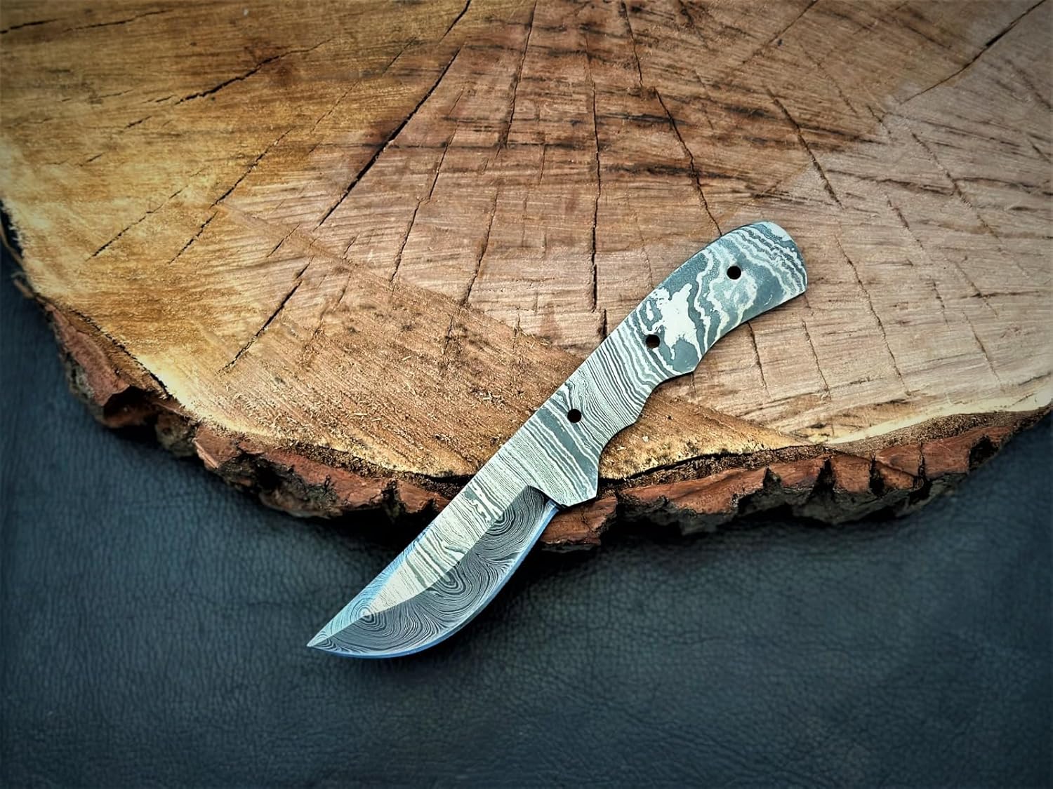 Hand Forged Damascus Steel Skinning Knife Blank Blade | Knife Making Supplies | Fixed Blade Hunting Knife