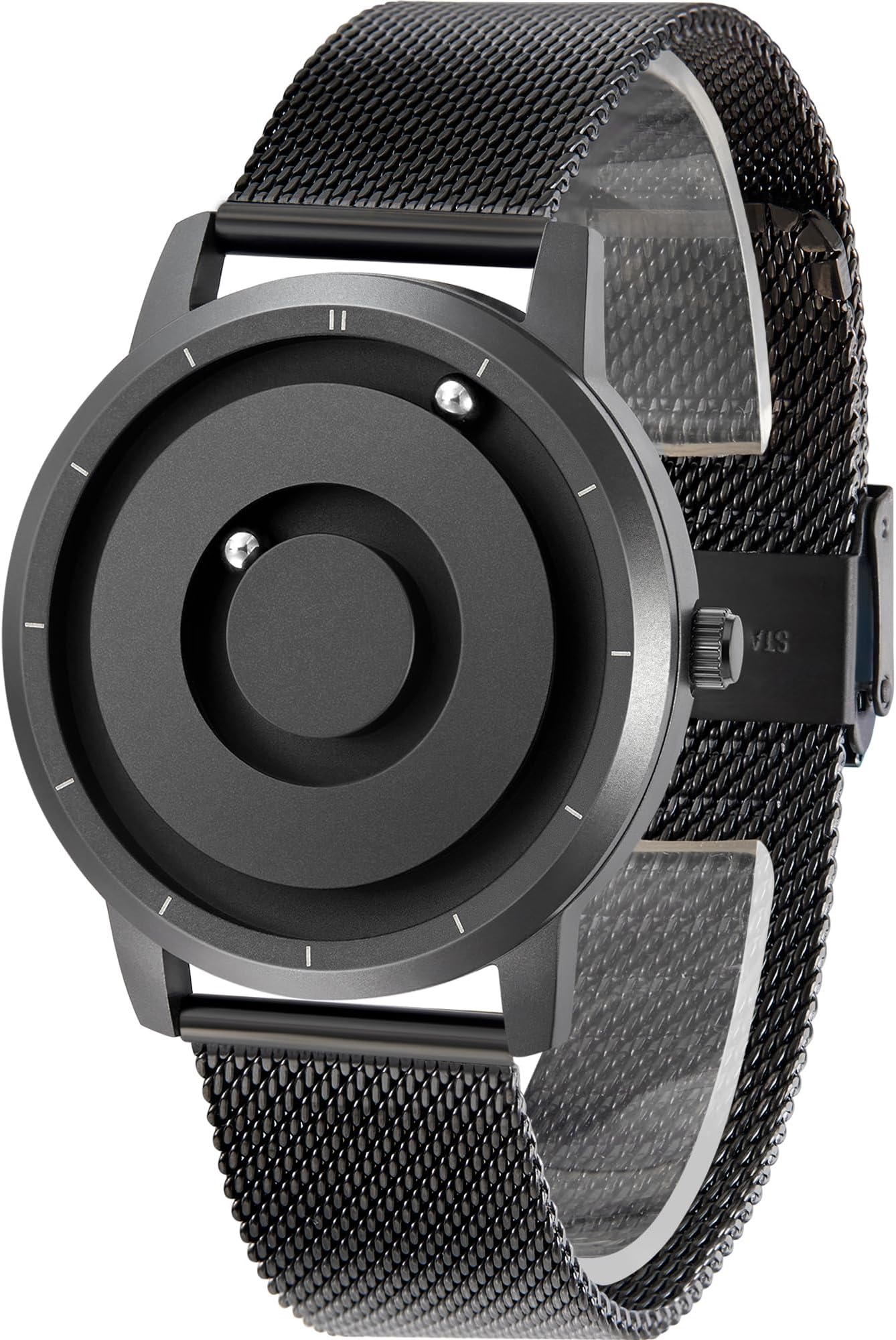 Mens Watch Magnetic Balls Minimalist Dress Simplicity Quartz Watches with Mesh Stainless Steel Strap