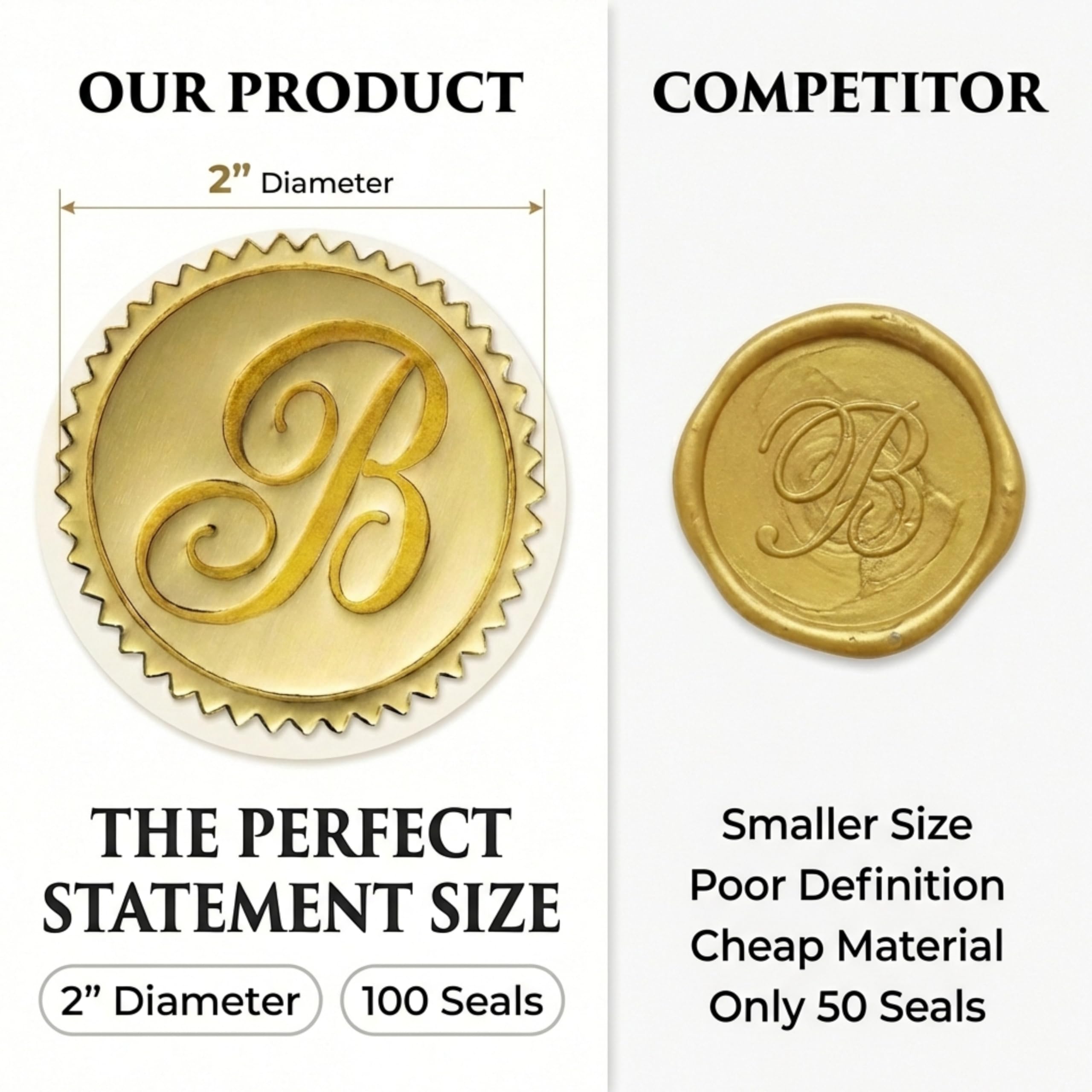 PaperDirect Gold Foil Letter B Monogram Sellos Accesorios sobre - Juego de 102
