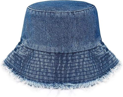 Miniatura 9 de MILAKOO Gorra unisex de pescador de mezclilla lavada para mujer, de ala ancha, ligera, plegable