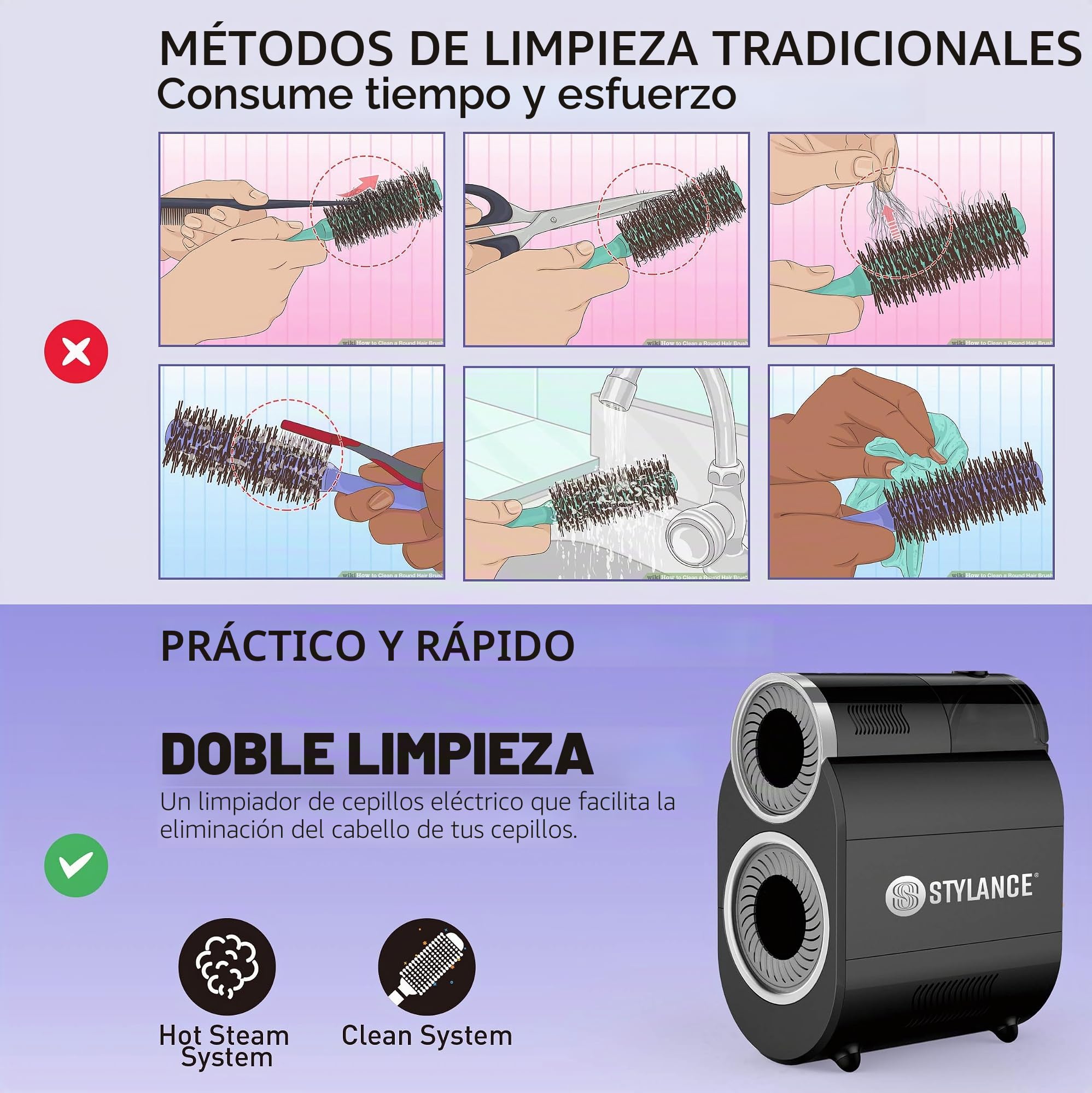 Cepillo de limpieza profesional automático para peluquería, limpiadora de cepillo redondo de pelo eléctrico rápido,portátil,profesional,limpia cepillos,removedor para eliminar el polvo