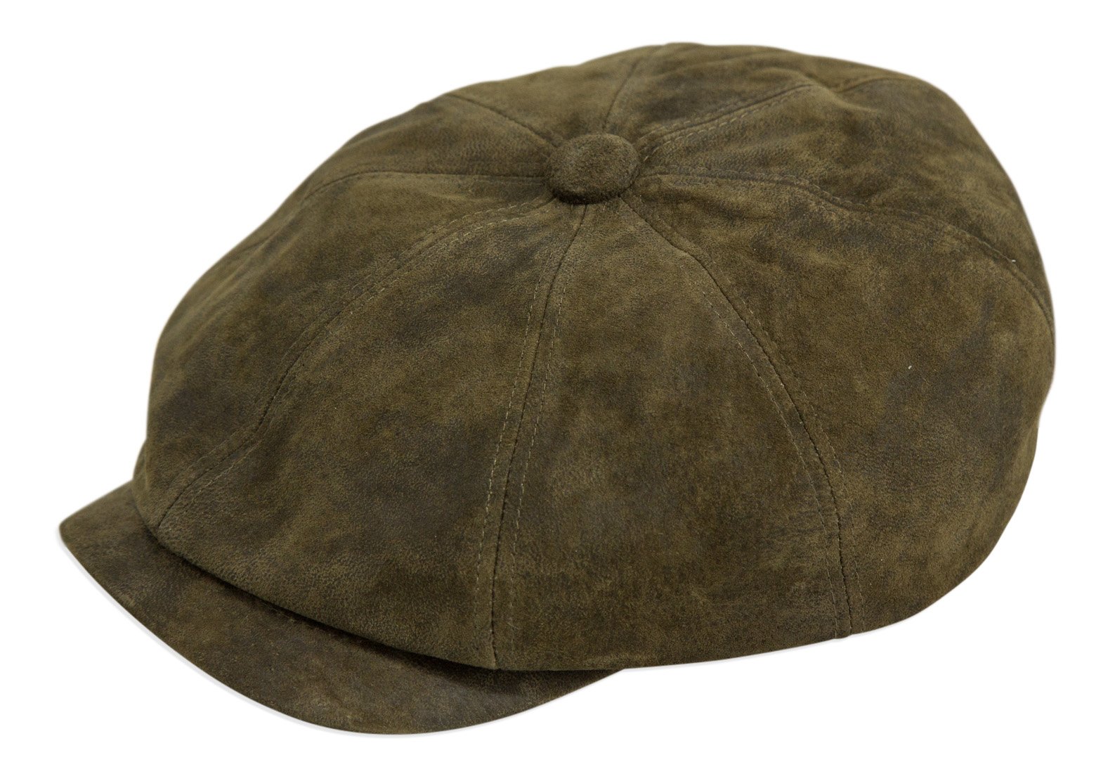Gamble & Gunn 'Kilburn' Brown Leather Button Top Cap (57cm)