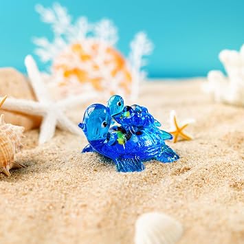 2.5'' Hand Blown Glass Sea Turtle Figurines Mini Sea Animal Collectibles
