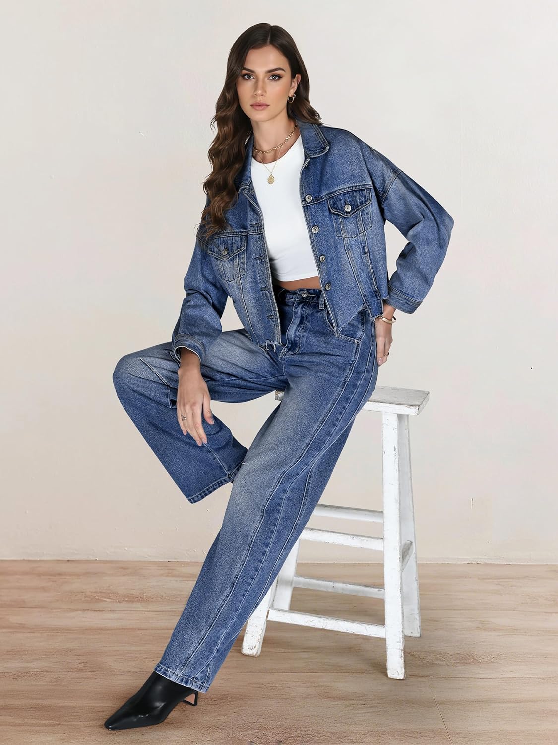 SEVEGO Womens Tall 30/32/34 Barrel Jeans Vintage Wide Leg Mid Rise Baggy Y2k Cropped Relax Fit Denim Trouser Ankle Pants - Image 8