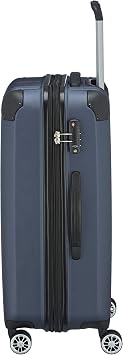 travelite Hard case Medium Size Expandable 4 Wheels City Trolley with Scratch-Resistant Surface TSA Lock Stretch fold 68 cm 78-86 liters, Blue (Marine), 68 centimeters, Hand Luggage
