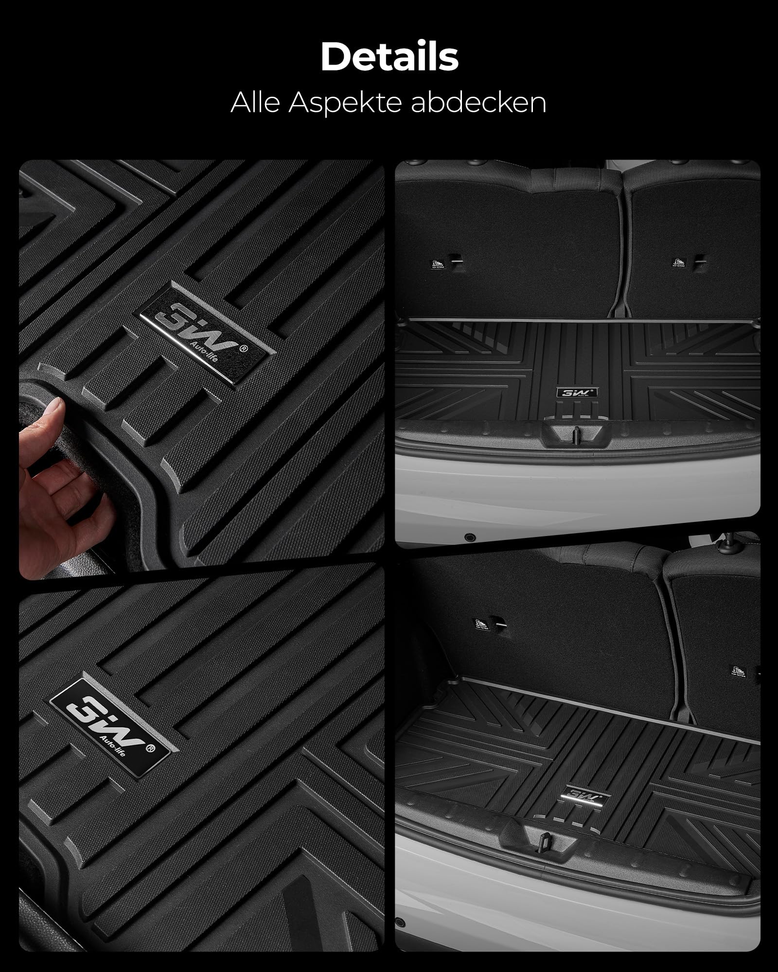 3W Kofferraumwanne für 2015-2026 Mini Hatch F56/Mini Cooper F66 3-Türer | Oberer und Unteres Ladeboden | TPE Thorex™ Allwetter | 3D Maßgeschneiderte Passform | Hundefreundlich Zubehör | Wasserdicht