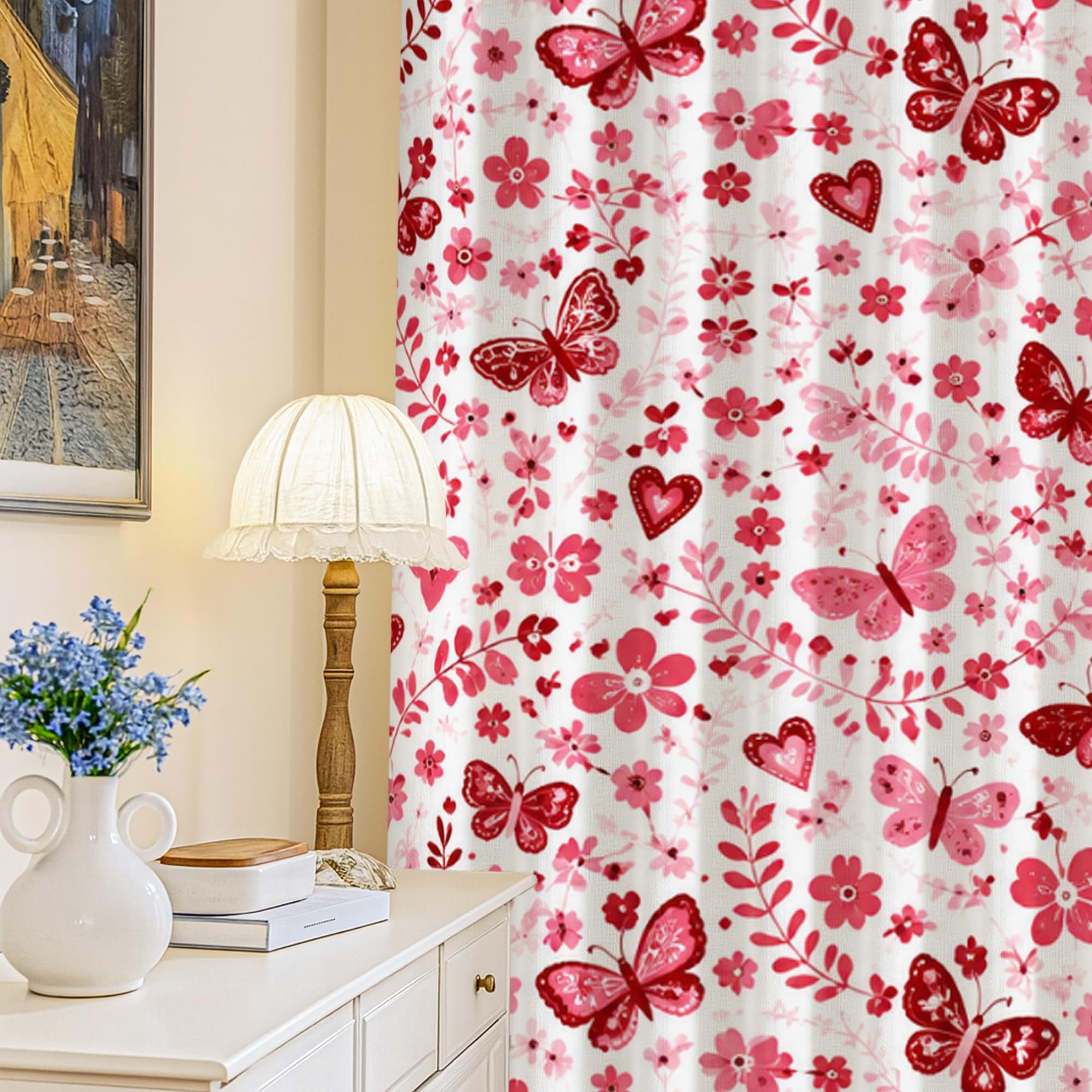 Rideaux occultants thermiques enfant motif fleur papillon 132x241 cm