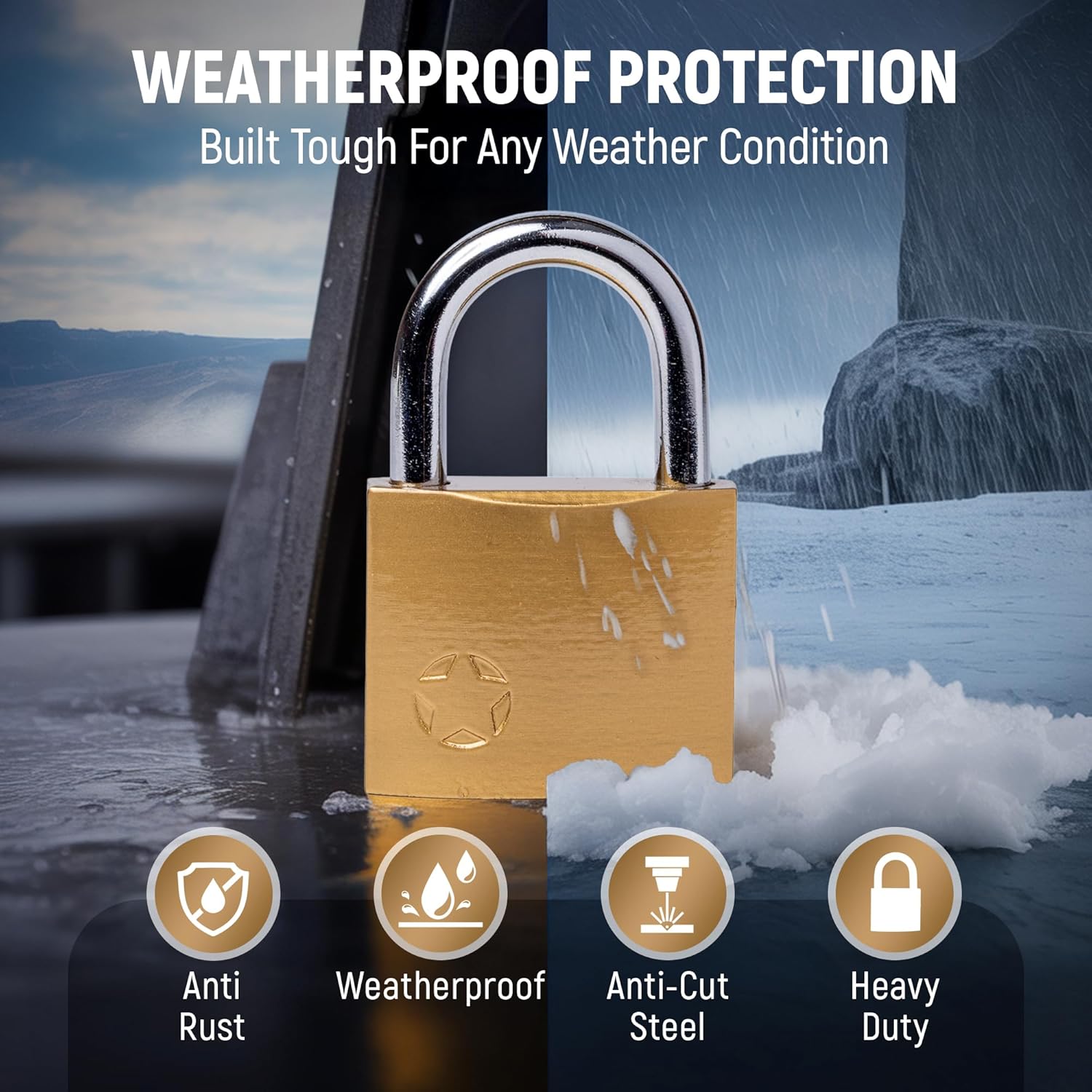 Keyed Padlock – Lock with 10 Keys – Large 2 Inch Size - Weatherproof Outdoor Solid Brass Lock with Hardened Steel Shackle for Gym & School Locker, Gate, Fence, Toolbox, Storage Unit & Shed (1 Lock)