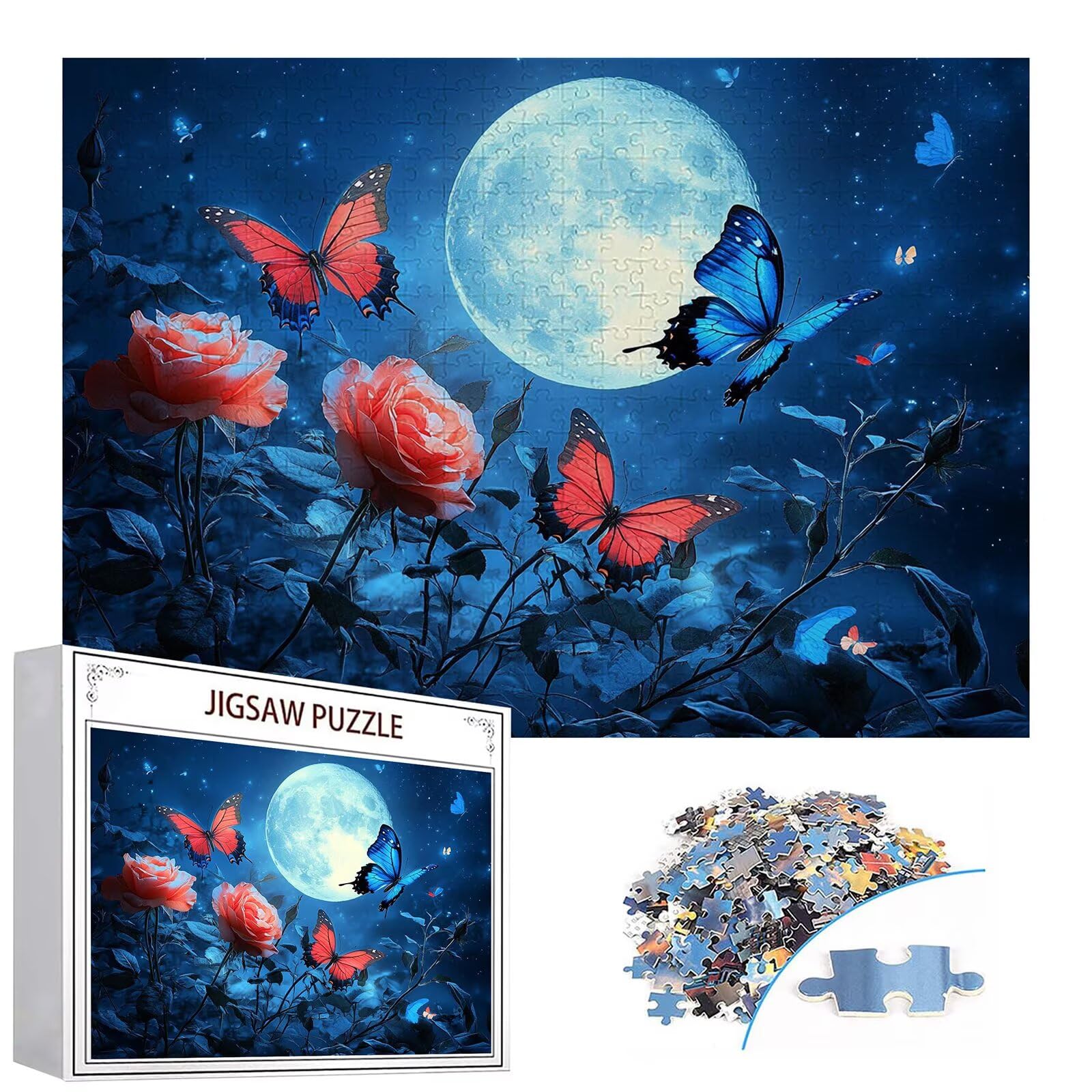 Puzzle 1500 Pezzi Farfalla Puzzle Adulti Sfida Impossibili Jigsaws Fiori Classica 3D Pattern Art Jigsaws per Divertimento Adulti e Bambina, Gioco Familiare, Festa Aziendale,Amore e Amico 87x57cm C-719