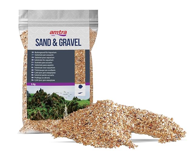 Amtra Ámbar Sand Arena Para Acuario, Fondo de Acuario de Agua Dulce y Agua de Mar, Ámbar, No Tóxico, 1-2 mm