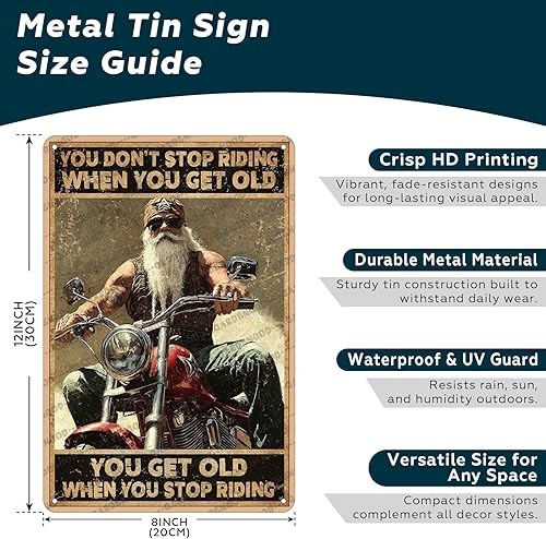Miniatura 2 de Arte de pared de carreras de motos con texto en inglés "You Dont Stop Racing When You Get Old Vintage Tin Sign Retro Metal Poster Pintura de Hierro