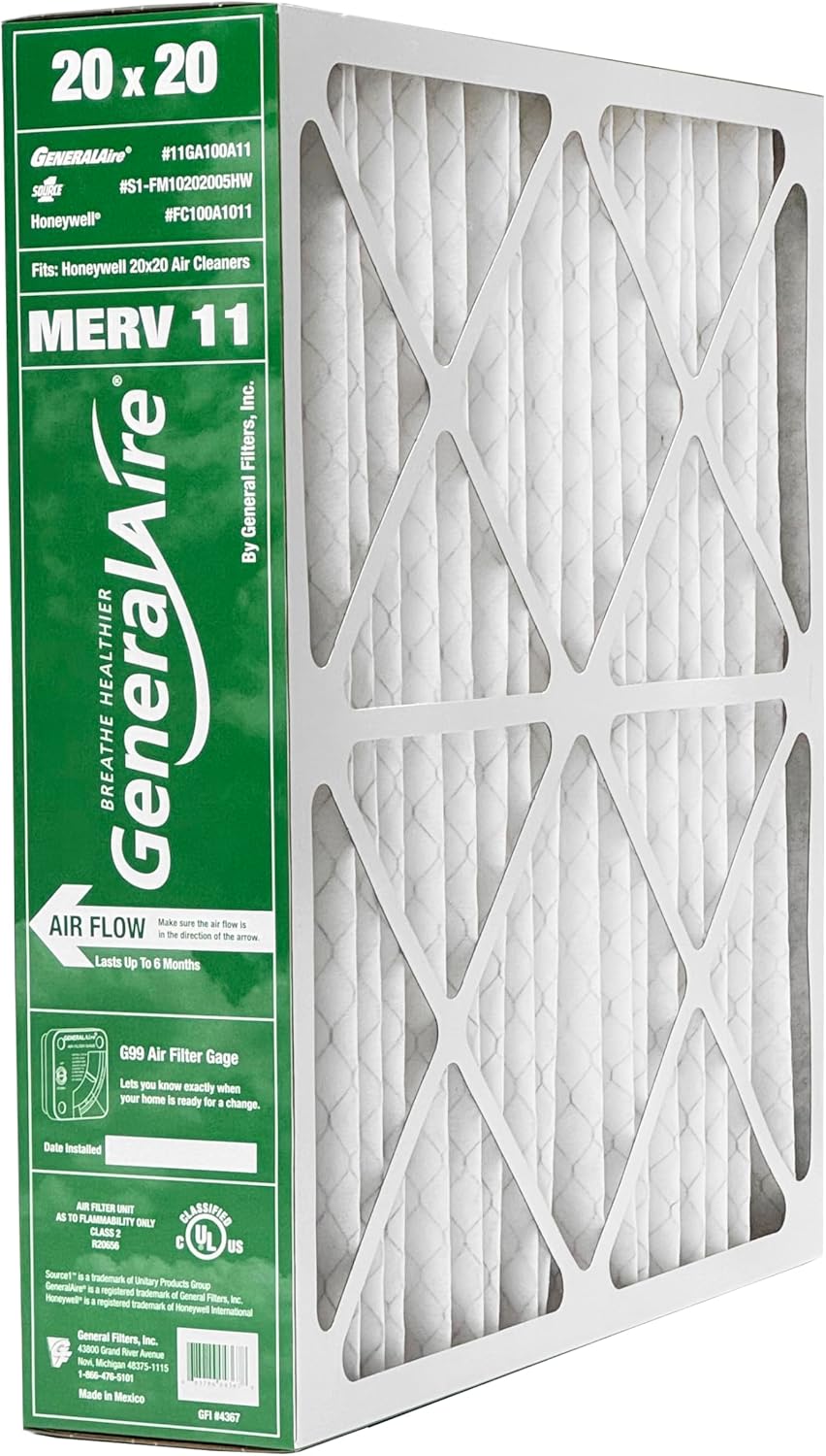 GeneralAire 11-GA100A11-20" x 20" x 4" Replacement Filter for Honeywell FC100A1011, MERV 11