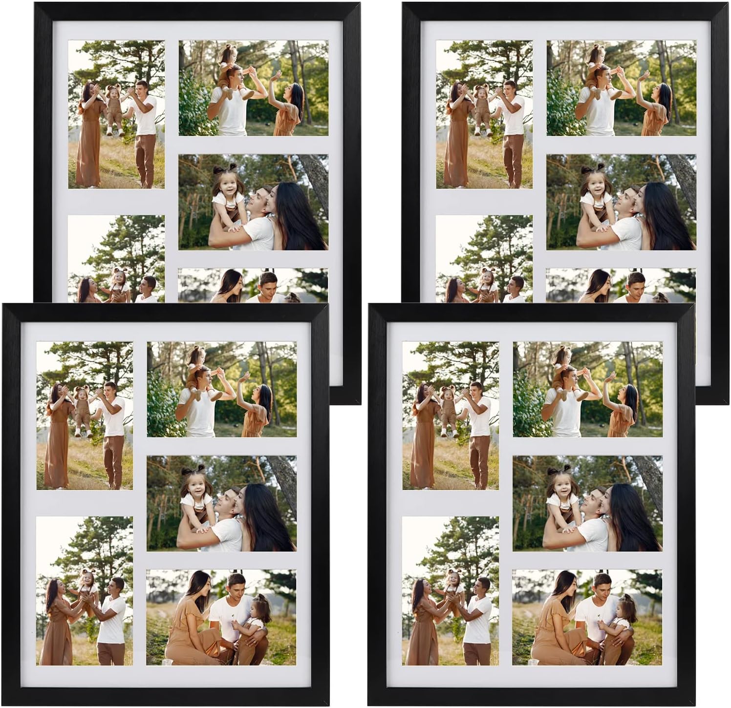 Amazon.co.jp PHAREGE 11x14 ブラックコラージュ写真フレーム4点セット 壁掛け用5つの開口部付き 4x6インチの写真