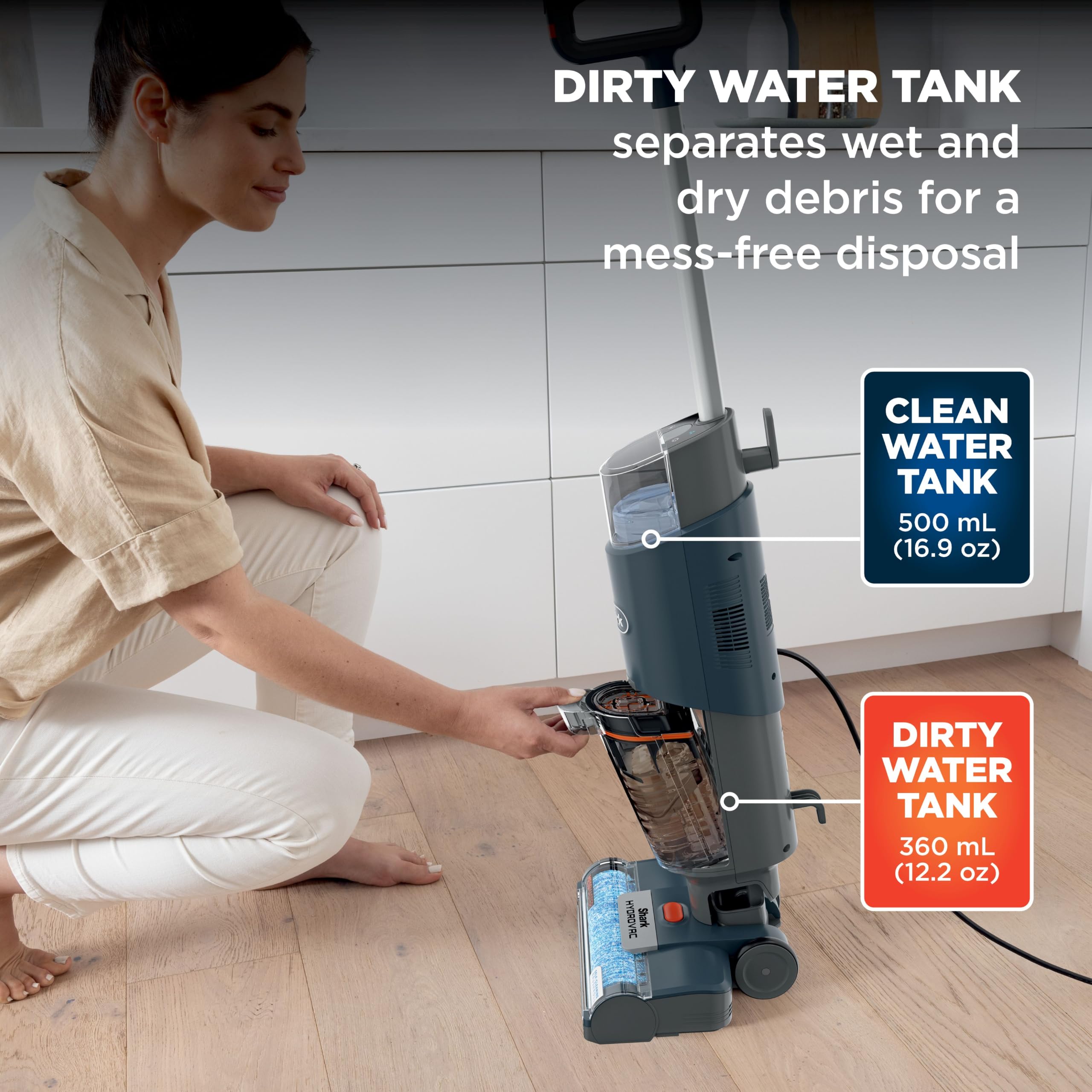 Shark Corded 3-in-1 Vacuum HydroVac MessMaster-Sistema de aspiración, fregona y autolimpieza con Cable 3 en 1, para Suelos Duros y alfombras de área, WD161, Plástico, Navy