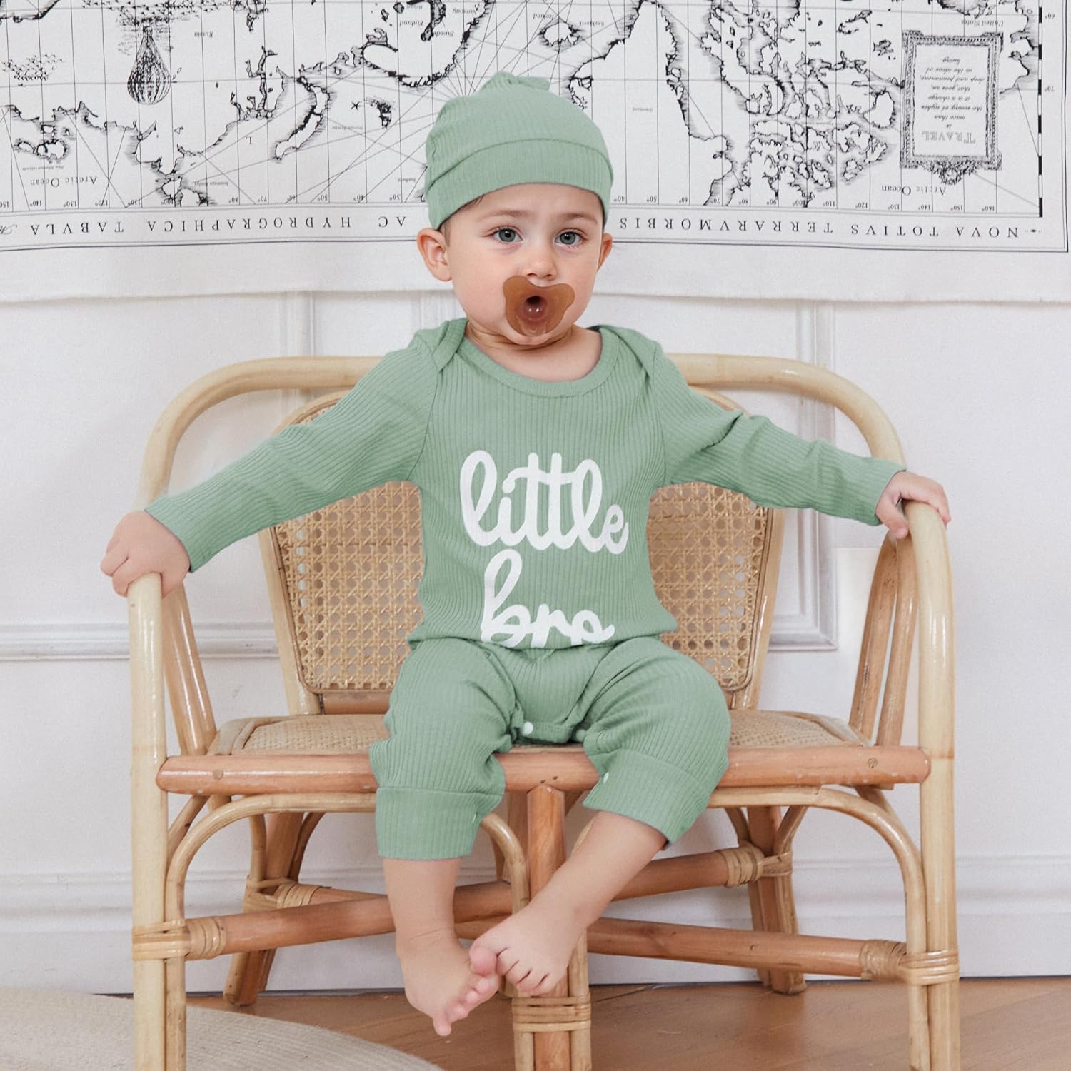 Newborn Baby Boy Clothes Little Brother Romper Jumpsuits One Piece Infant Coming Home Outfit 2Pcs Clothing Set - Image 3