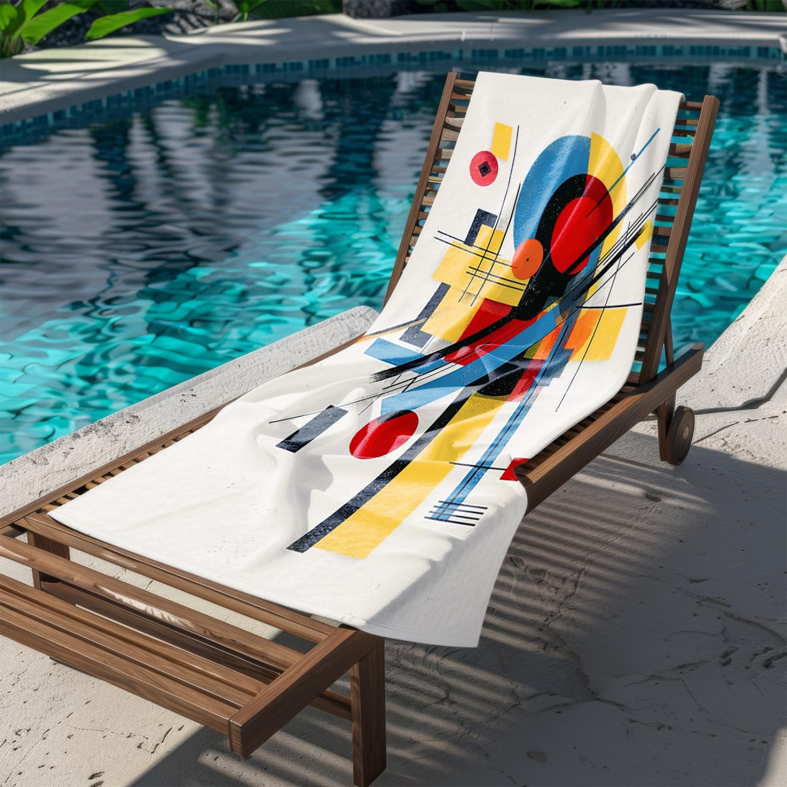Genérico Toalla Playa 180X100 Rojo Amarillo Negro Azul Abstracto Grande Toallas de Piscina Grandes Anti Arena Secado Rápido Gimnasio Hombre Mujer Lavable A Máquina Regalo