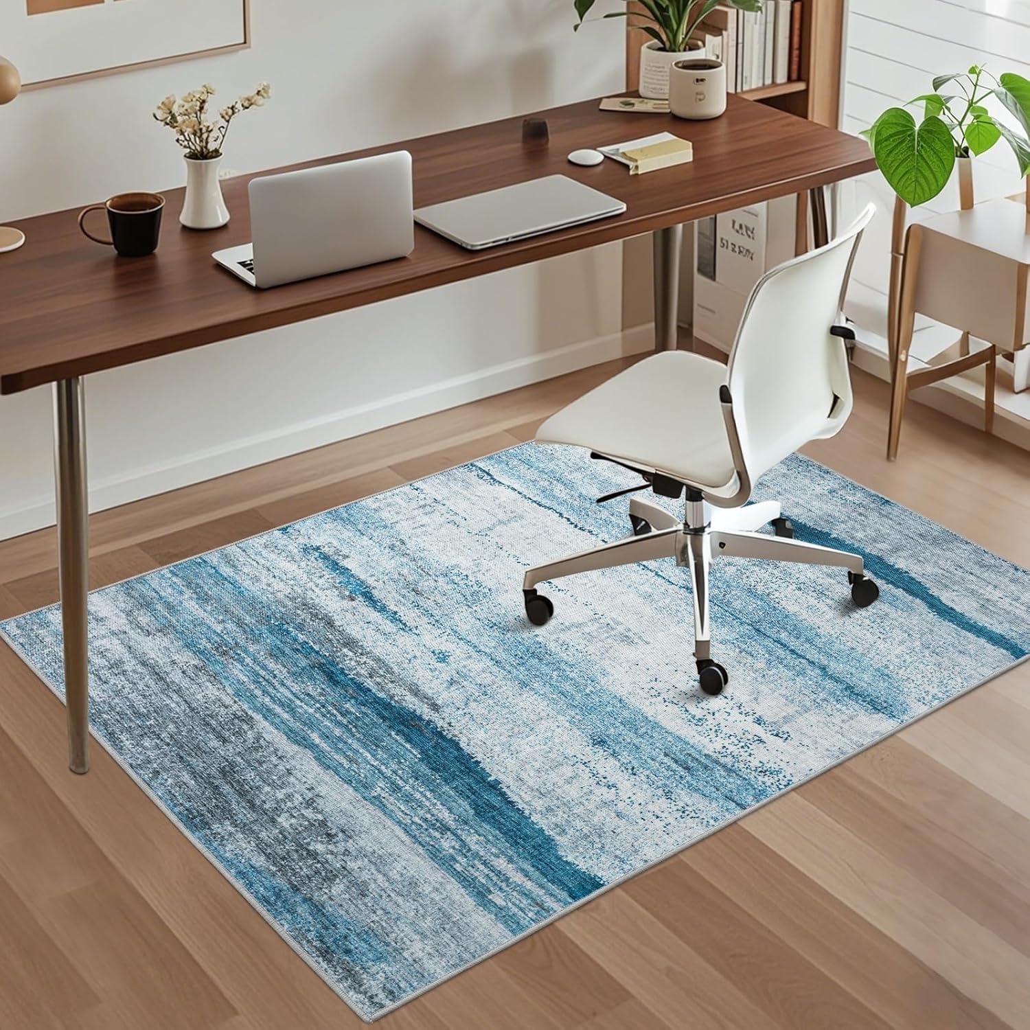 Office Chair Mat for Hardwood Floor, 48"x36" Easy Glide Computer Chair Mat Protector for Rolling Chair Under Desk Rug Nonslip Backing, Machine Wash