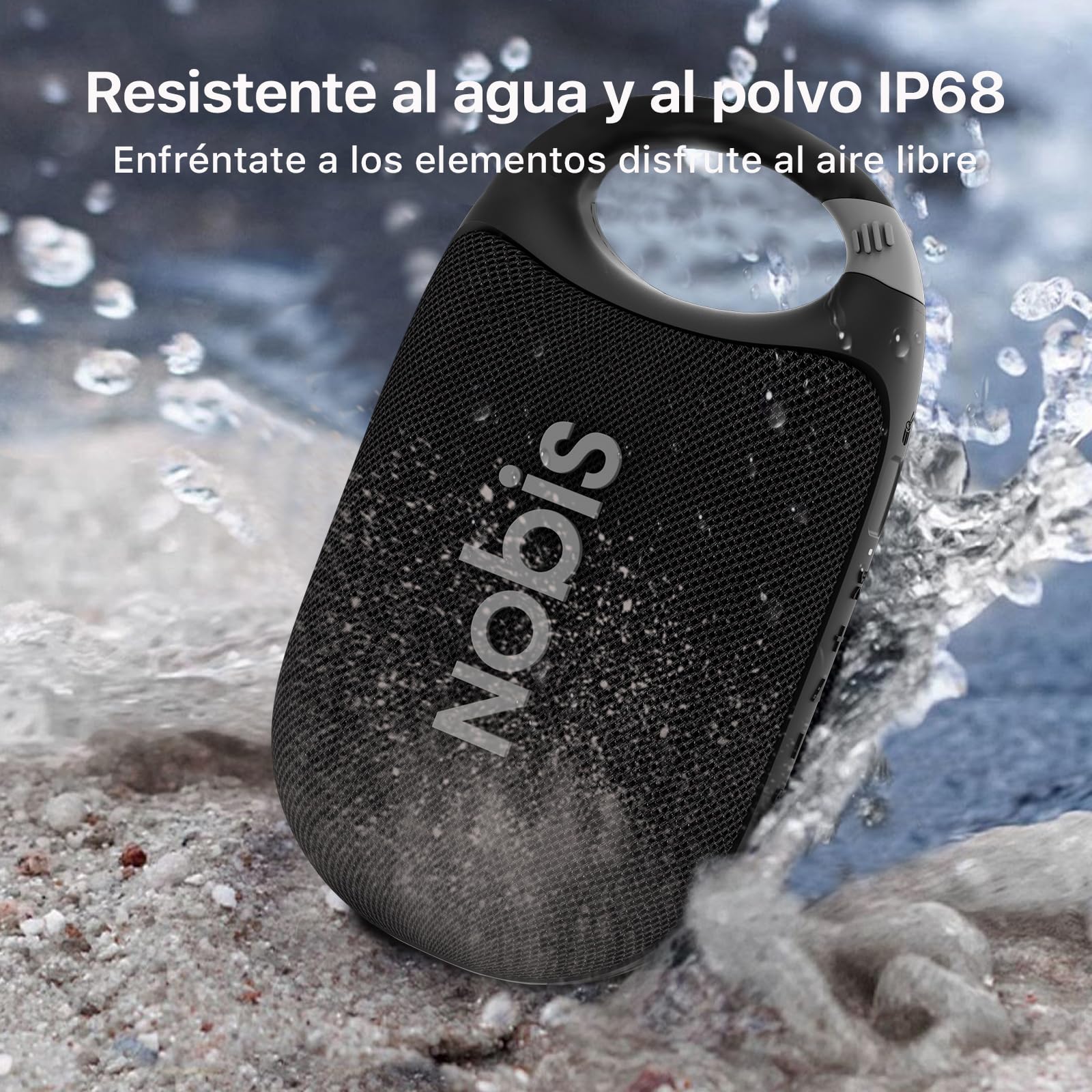 NOBIS Clip N1 Altavoz Portátil IP68 Resistente | Bluetooth 5.3, 24h de autonomía, impermeable y resistente al polvo – perfecto para ducha, piscina, camping y viajes