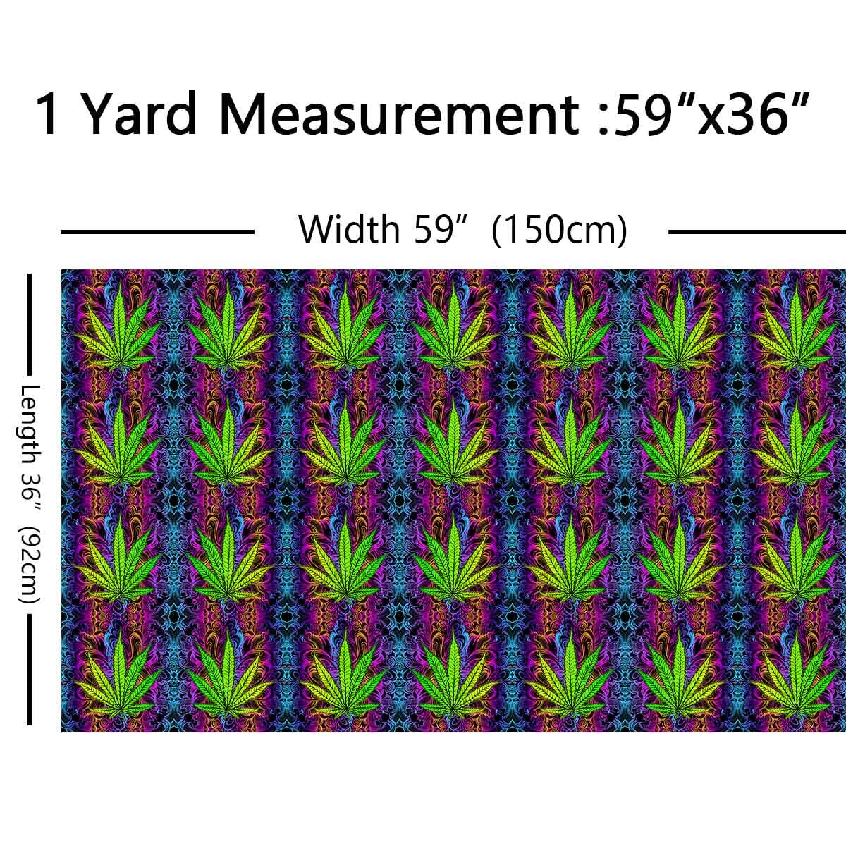 Tela de tapicería de marihuana de The Yard, tela de hojas de cannabis Trippy para tapicería y proyectos de bricolaje en el hogar, tela boho, hippie, botánica impermeable al aire libre, 10 yardas, (92