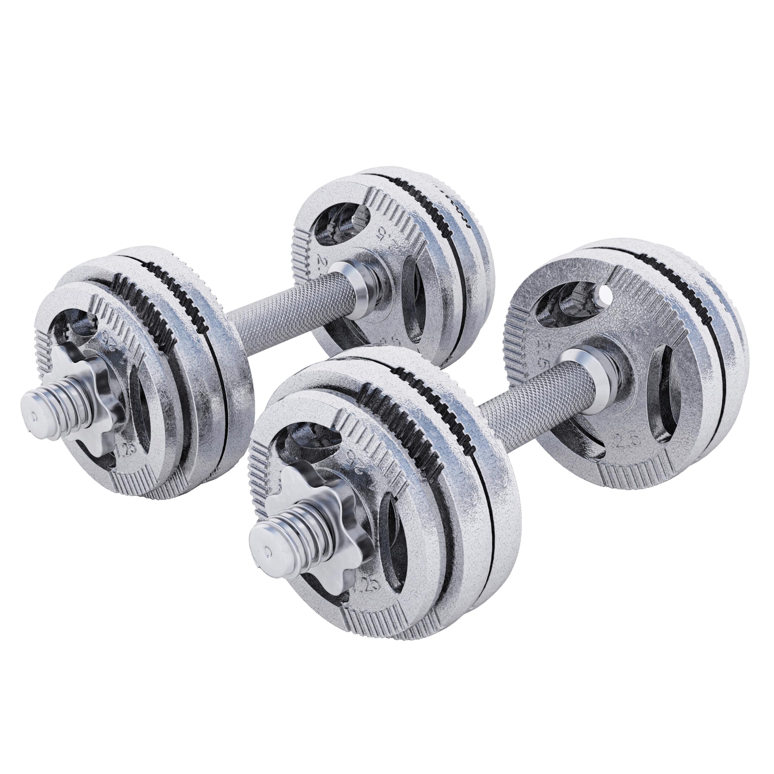 Gorilla Sports® Set di Manubri - 30kg, Coppia, 12 Dischi Rivestiti in Ghisa, 2 Barre in Acciaio Cromato, 30 mm, 4 Chiusure a Stella, Antiscivolo, Argento o Nero - Pesi per Palestra, Fitness, Casa