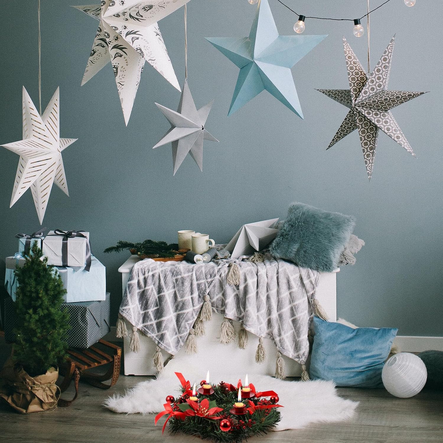 30cmリースキャンドルスタンド クリスマスキャンドルスティック ホルダー 錆びにくい再利用可能なテーブルデコレーション インテリ