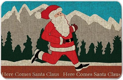 GAGEC Tapete de Navidad para exteriores, divertido tapete de entrada de Papá Noel, tapete de entrada de invierno, decoración de casa de campo,