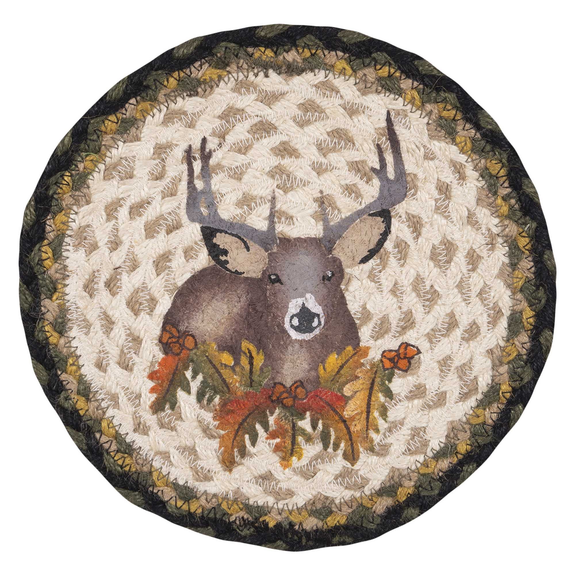 MSPR-116 Deer Floral Printed Round Trivet 10