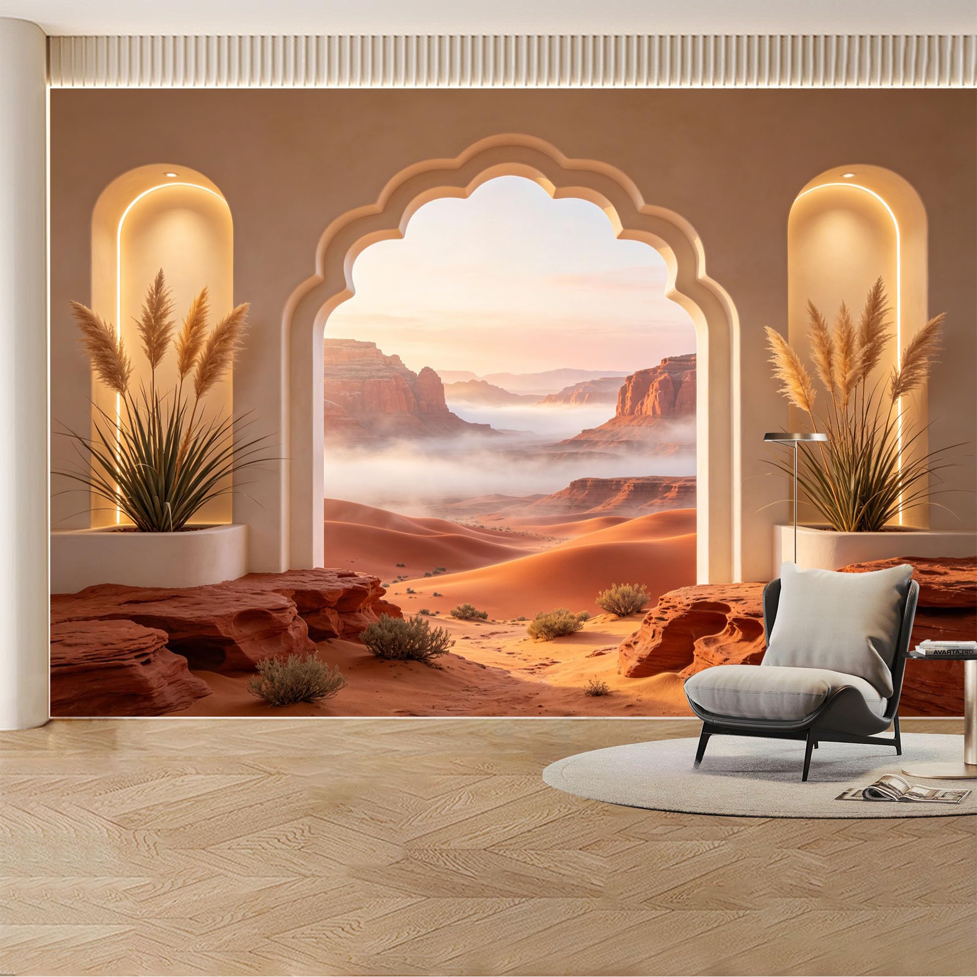 Custom Wall Mural Wallpaper Desert Canyon Landscape Nature Large Wall Art Mural Design Boho Luxury Sunset Removable SelfAdhesive Large Photo for Living Room， Bedroom， Office