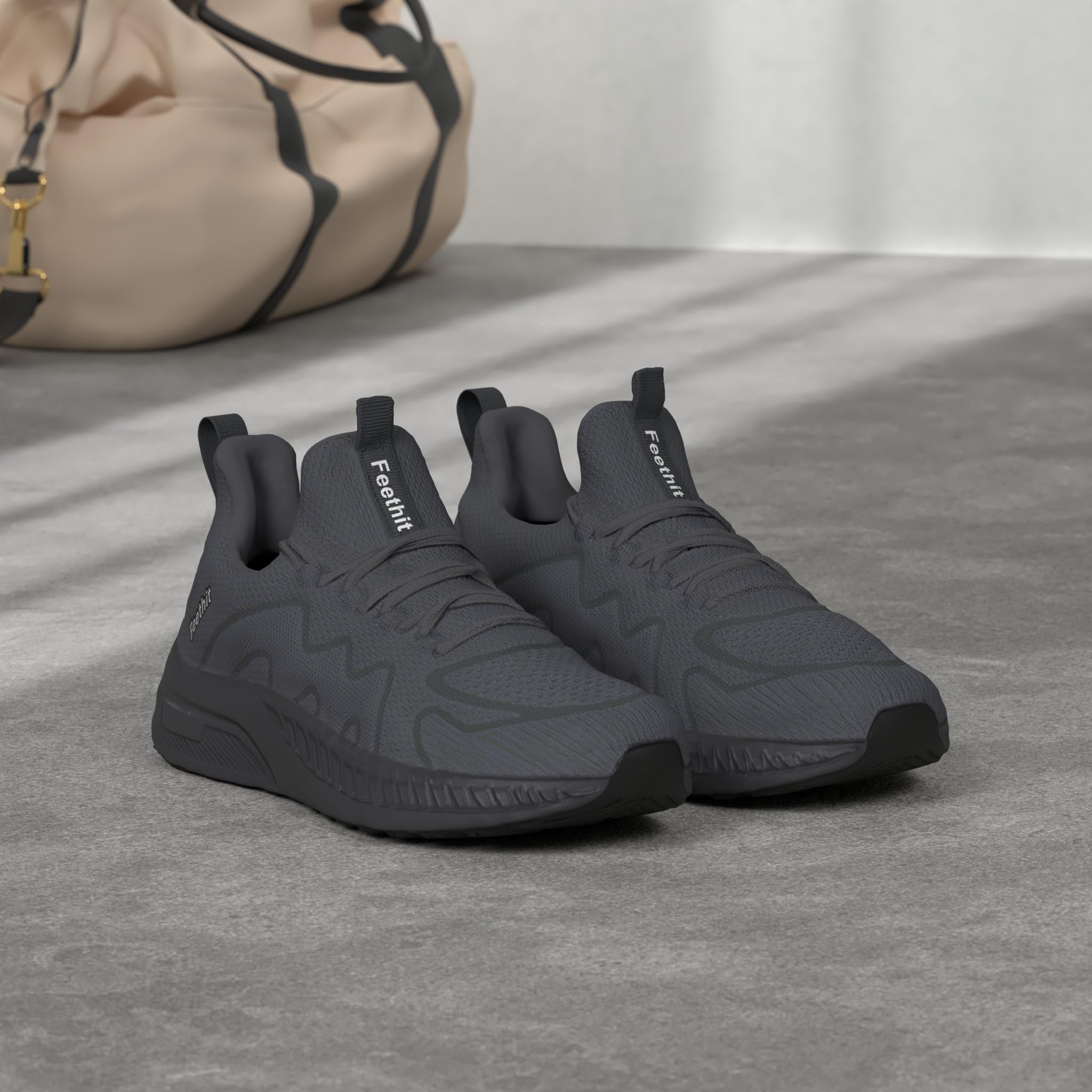 Feethit Sneakersy męskie buty sportowe, buty do biegania, buty sportowe, męskie, tenisowe, fitness, jogging, buty trekkingowe, lekkie, oddychające, na czas wolny, do biegania po ulicy, buty wsuwane, ciemnoszary, 43 EU