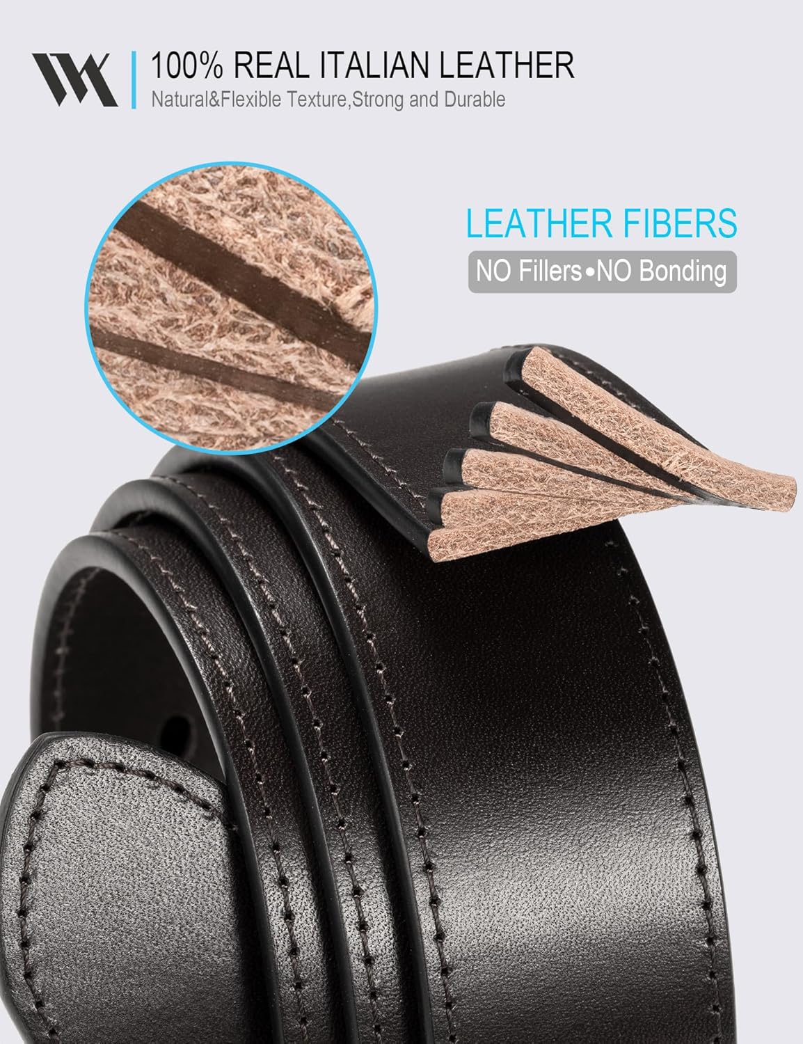 WOLFANT Men's 35mm Dress Casual Belt,100% Italian Full Grain Real Solid Leather - Image 3