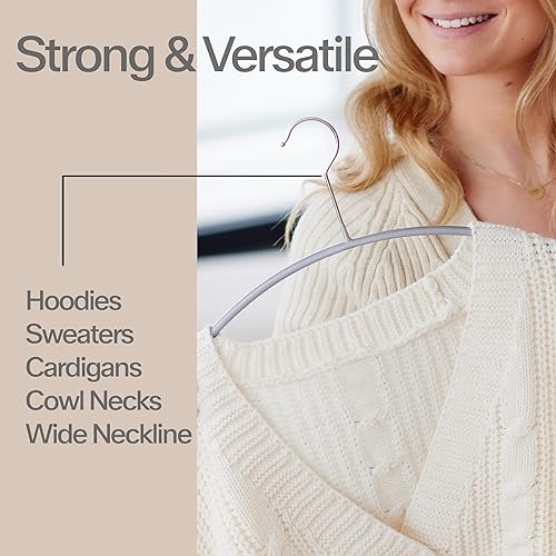 Miniatura 4 de Mawa by Reston Lloyd Euro Series - Percha de acero antideslizante para ahorrar espacio para camisas, vestidos, suéteres, estilo 40P, cobre