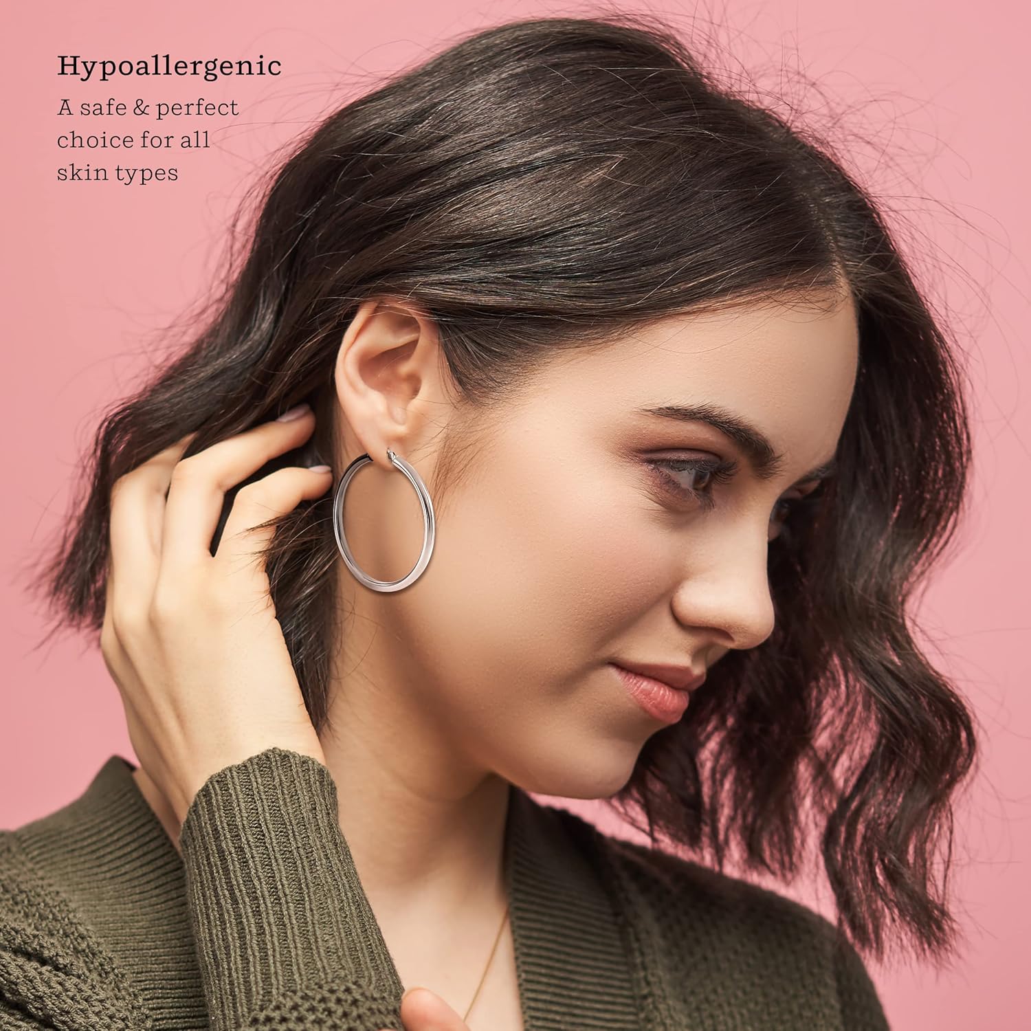 Kezef 3mm 925 Sterling Silver Hoop Earrings for Women| Hypoallergenic Lightweight - Image 2