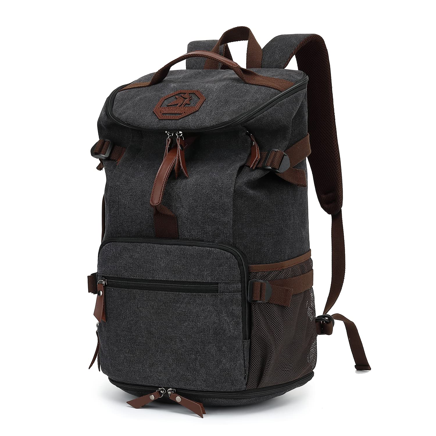 Kalesi Gym Duffle Bag Backpack 4-Way Vintage canvas with Shoes Compartment for travel Sport Hiking laptop (Vintage black)