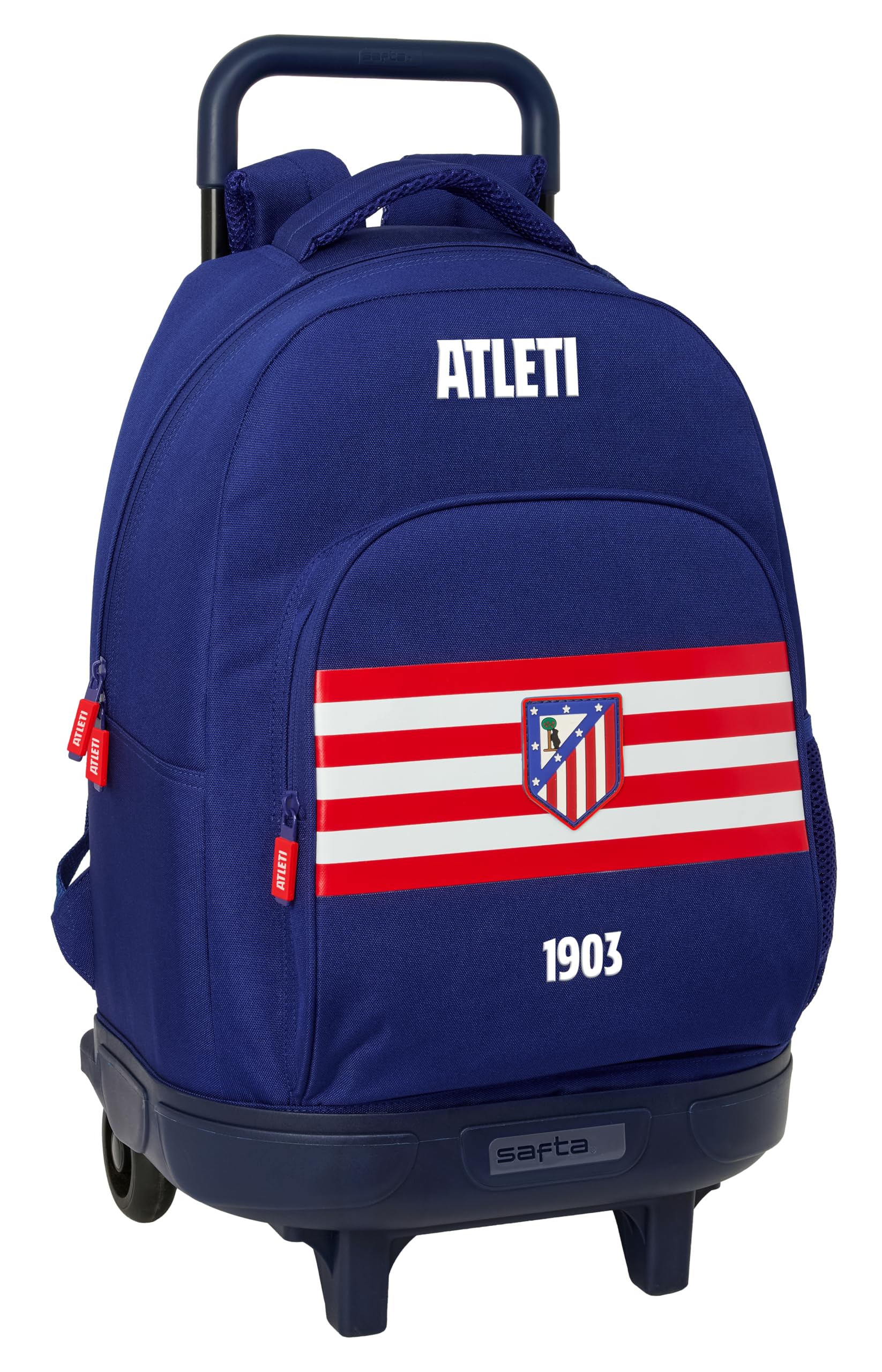 Safta ATLÉTICO DE MADRID - Mochila Grande con Ruedas, Compacta, Extraíble, Ideal para Niños de Diferentes Edades, Cómoda y Versátil, Calidad y Resistencia, 33x22x45 cm