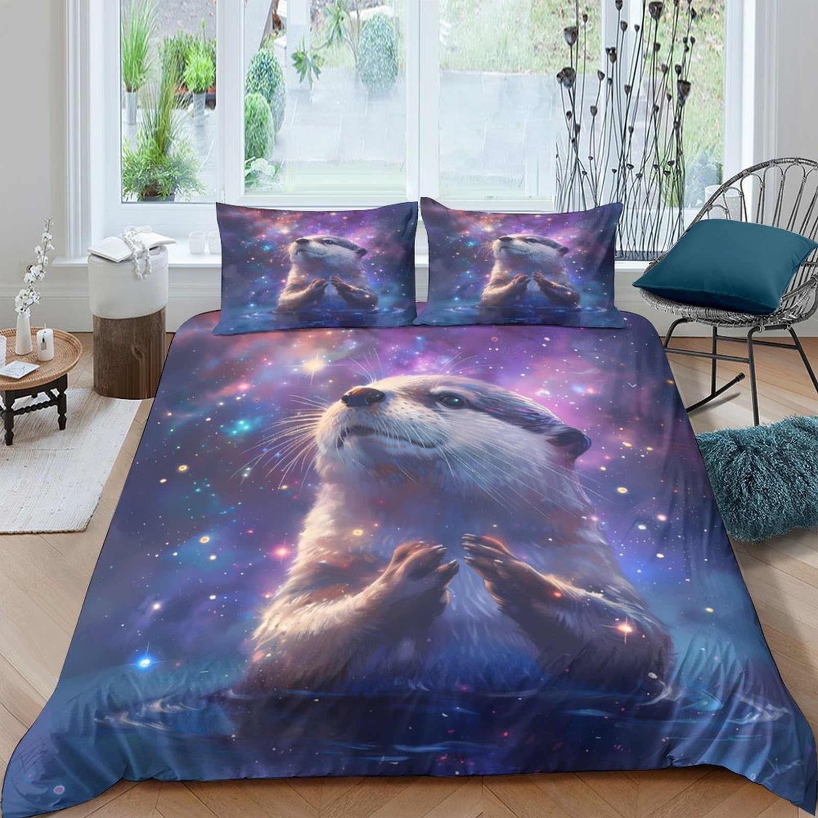 Ctjqhvkz Style-3 3D Printed Galaxy Starry Sky Fitted Sheet Microfiber Soft Cosmic Nebula Mattress Cover Bedroom Dorm Decor Single（135X200cm）