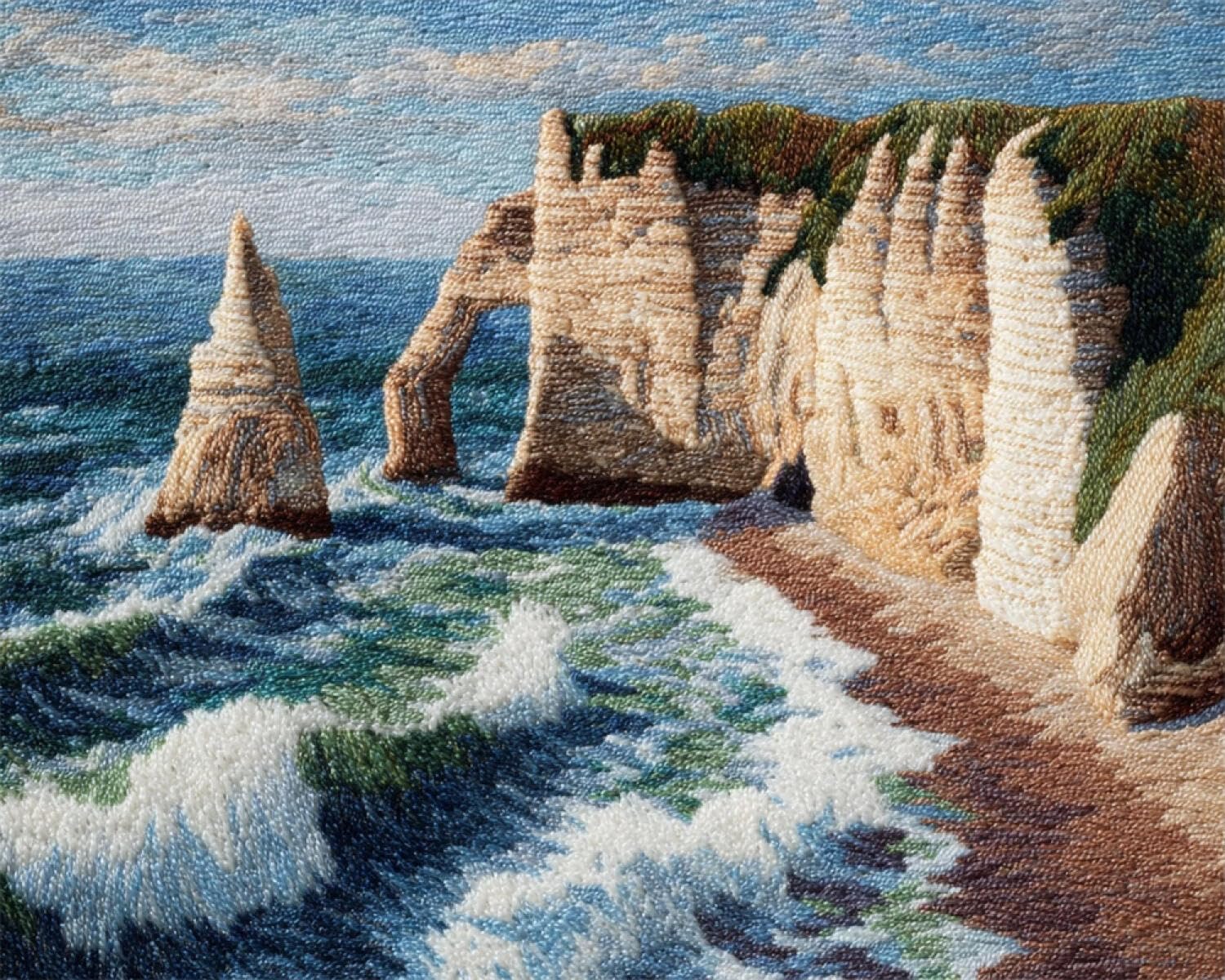 Henypt DIY Latch Hook Rug Kit Seaside Cliffs 90x120cm