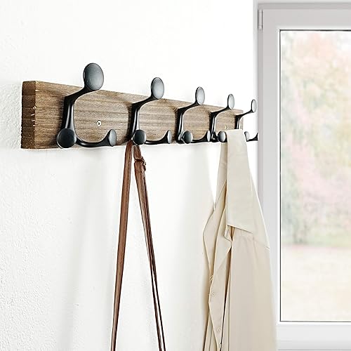 Miniatura 123 de SKOLOO Perchero de madera blanca de 17 pulgadas con 3 ganchos triples, ideal para entradas familiares, aulas y almacenamiento de suministros para