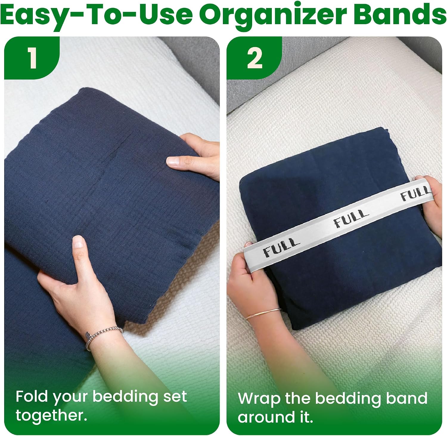 ECOHomes Bed Sheet Organizer Label Bands (Full 4PCs Pack, Black & White) image 5