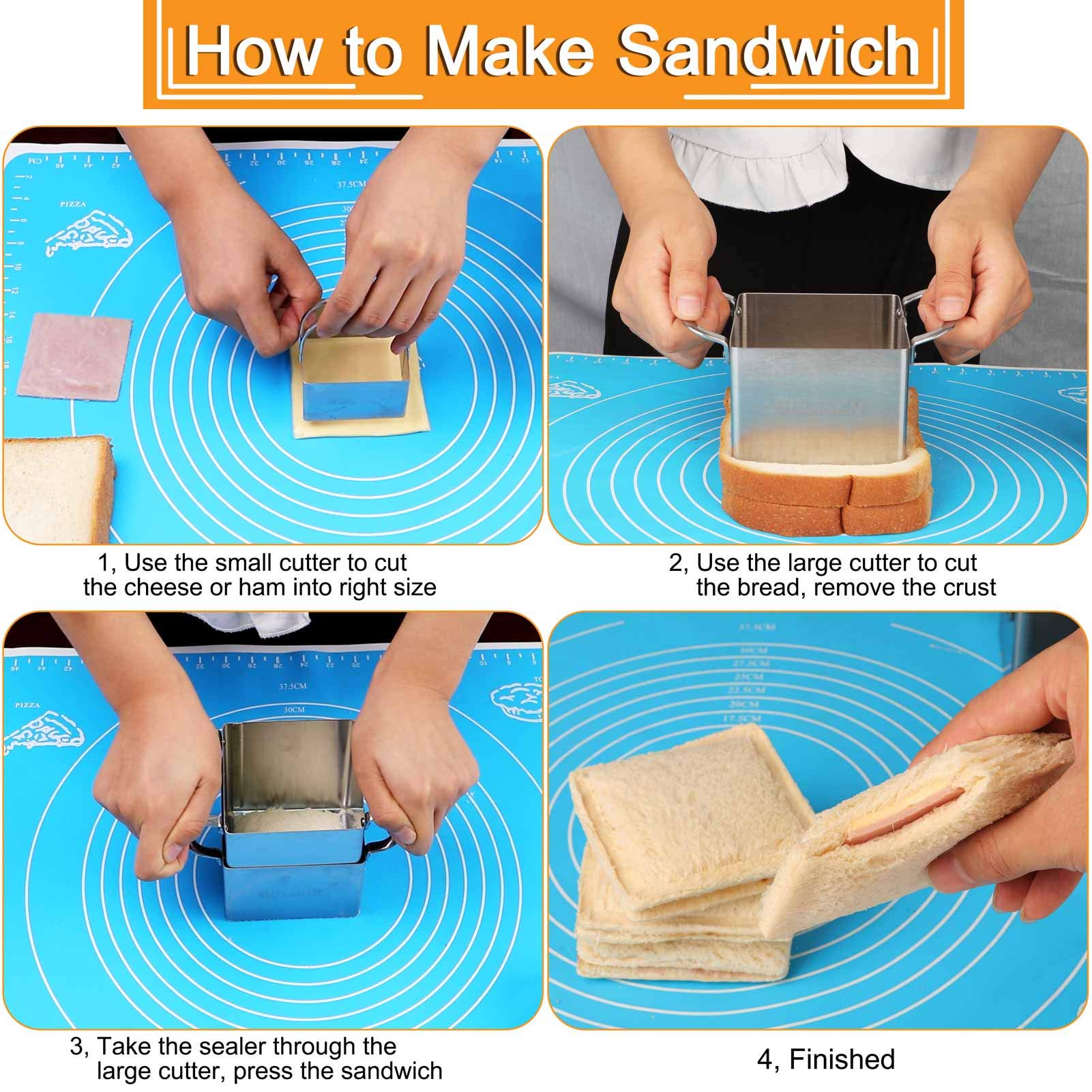 HULISEN Stainless Steel Decruster Sandwich Cutter and Sealer, Heavy Duty PB J Sandwich Maker