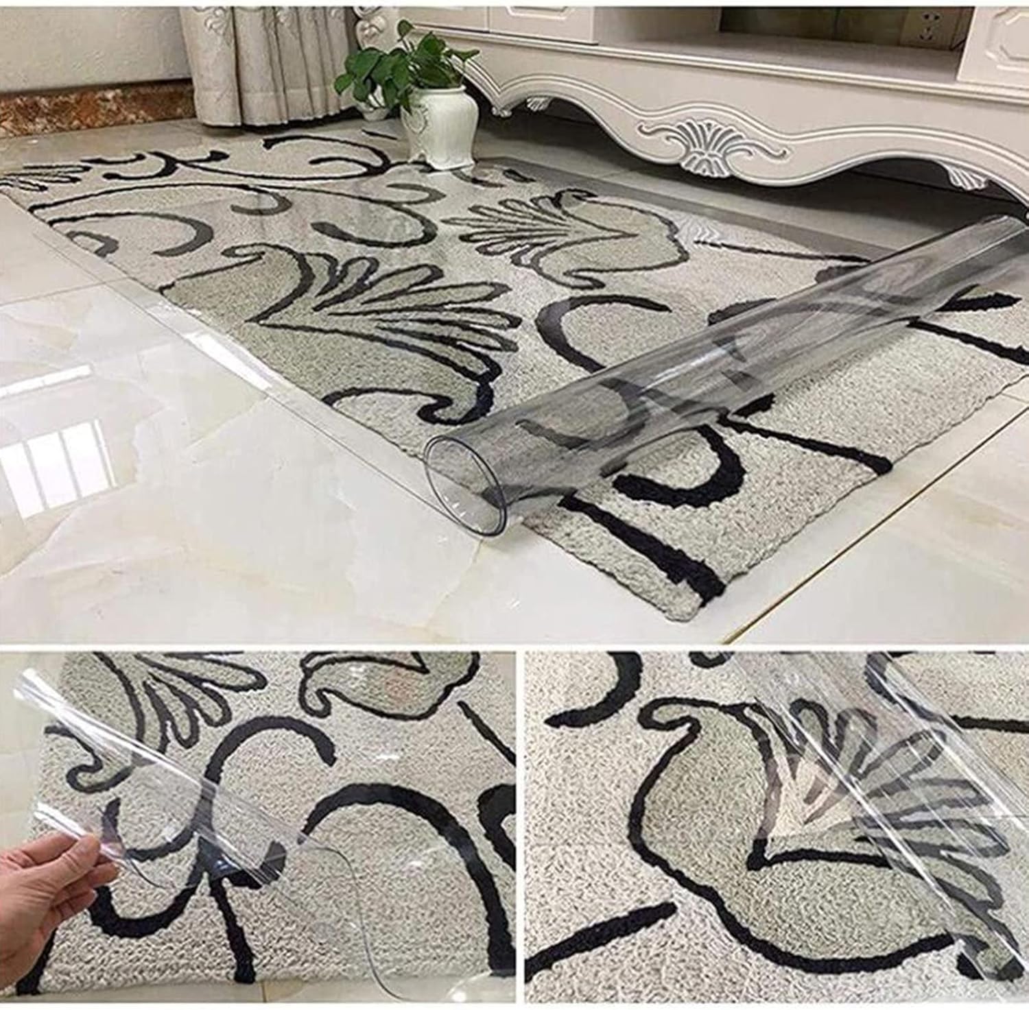 Transparent Chair Mat Office Chair Mat Non Slip PVC Transparent Rectangle Floor Protector Mat for Home Office Study Wooden Carpet Floor,Transparent Clear PVC Fl,Clear-75x230cm/29.5" x90.5