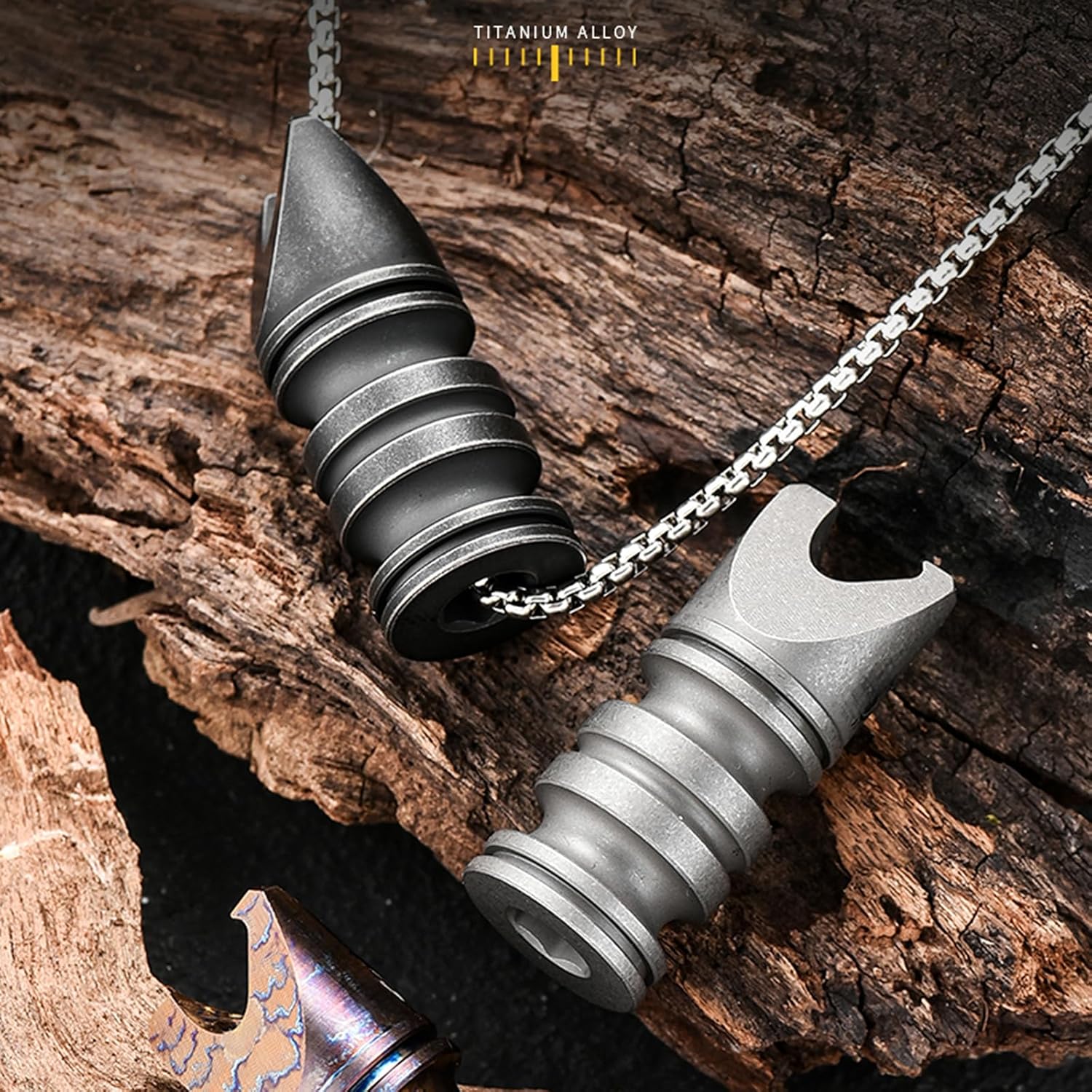 Hamans Knife Pendant Titanium Multi Tool with Pry Bar, Bottle Opener, Hexagonal Wrench Function Lightweight Compact Size