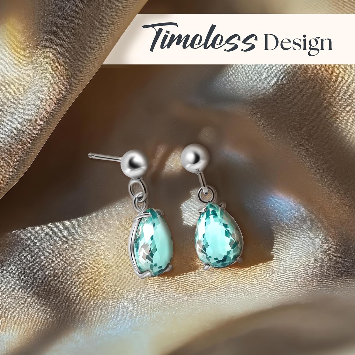 925 Sterling Silver Gemstone Earrings for Women – Birthstone Jewelry – Dainty Silver Teardrop Earrings – Perfect Birthday Gift