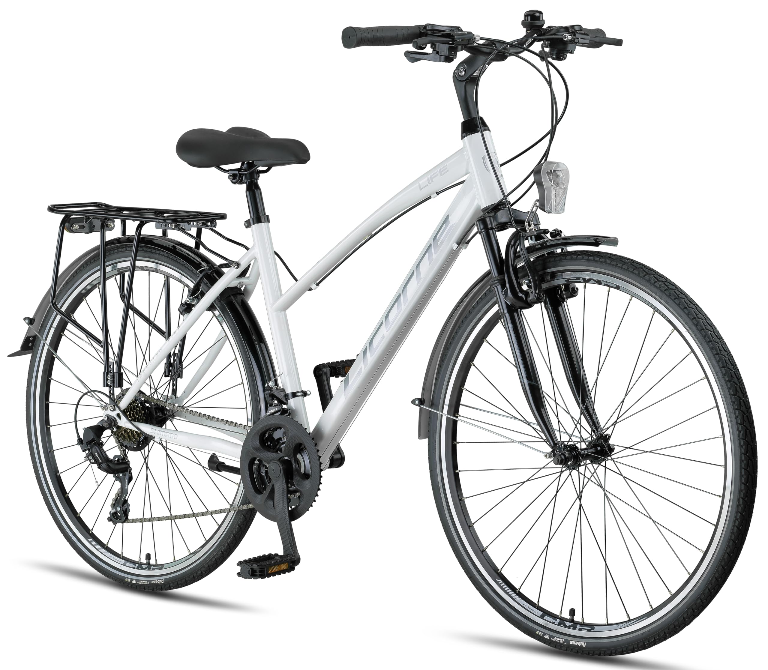 Licorne Bike Bicicletta da trekking Premium da 28 pollici, adatta a uomini, donne, ragazzi e ragazze, con cambio Shimano a 21 marce, L-V-ATB